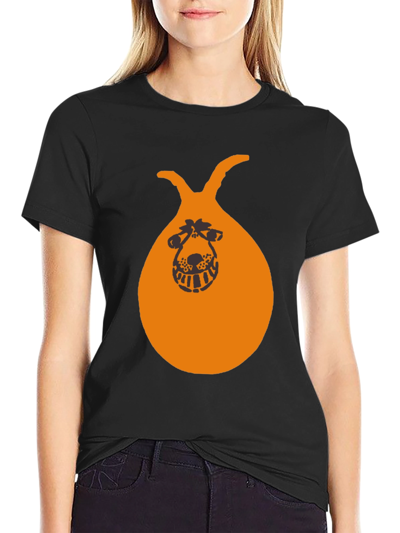 Black Funny Hopper Ball Graphic Tee - Black Cotton T-Shirt view 2