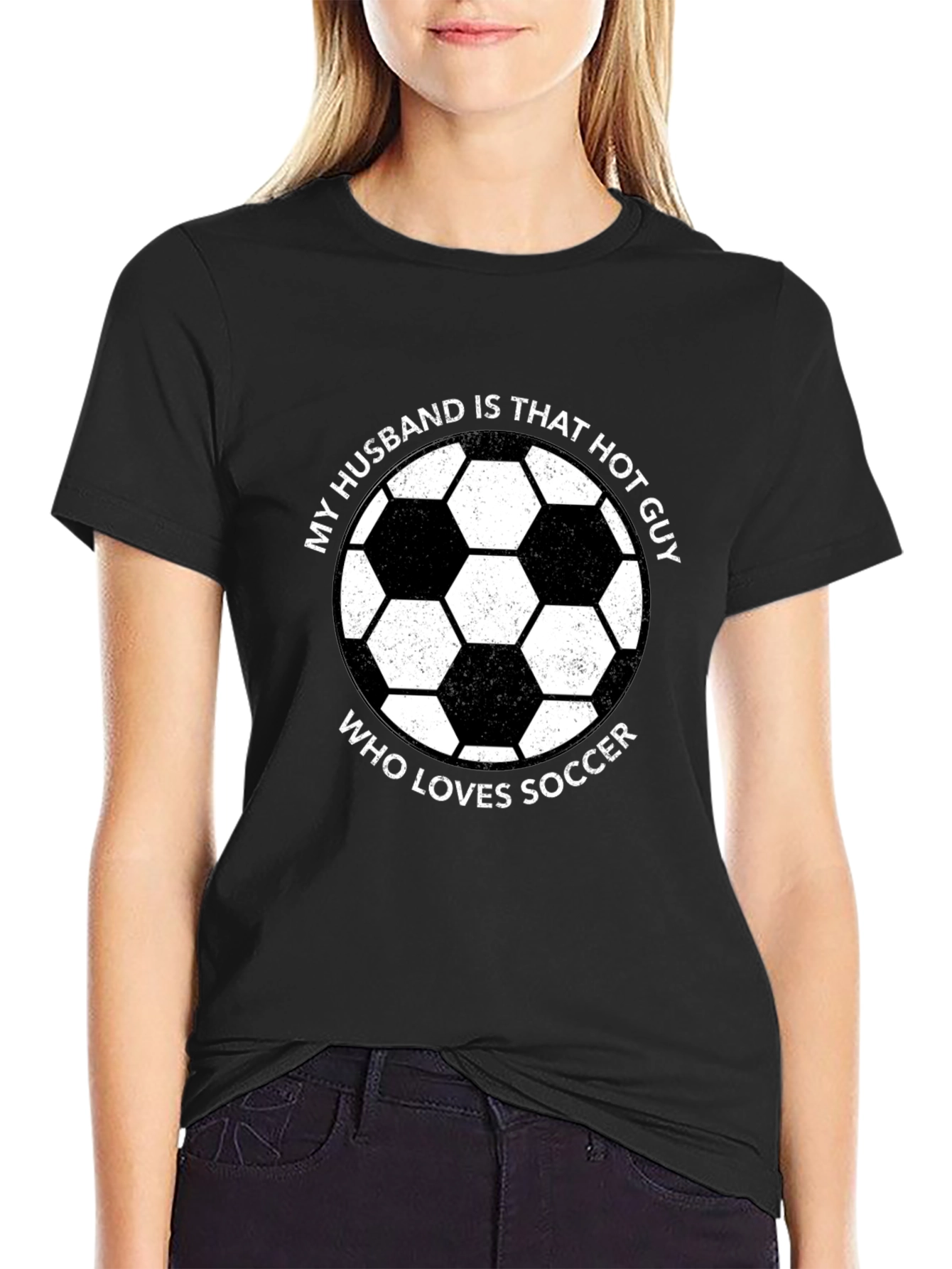 Black Funny Soccer Husband Graphic T-Shirt  view 2