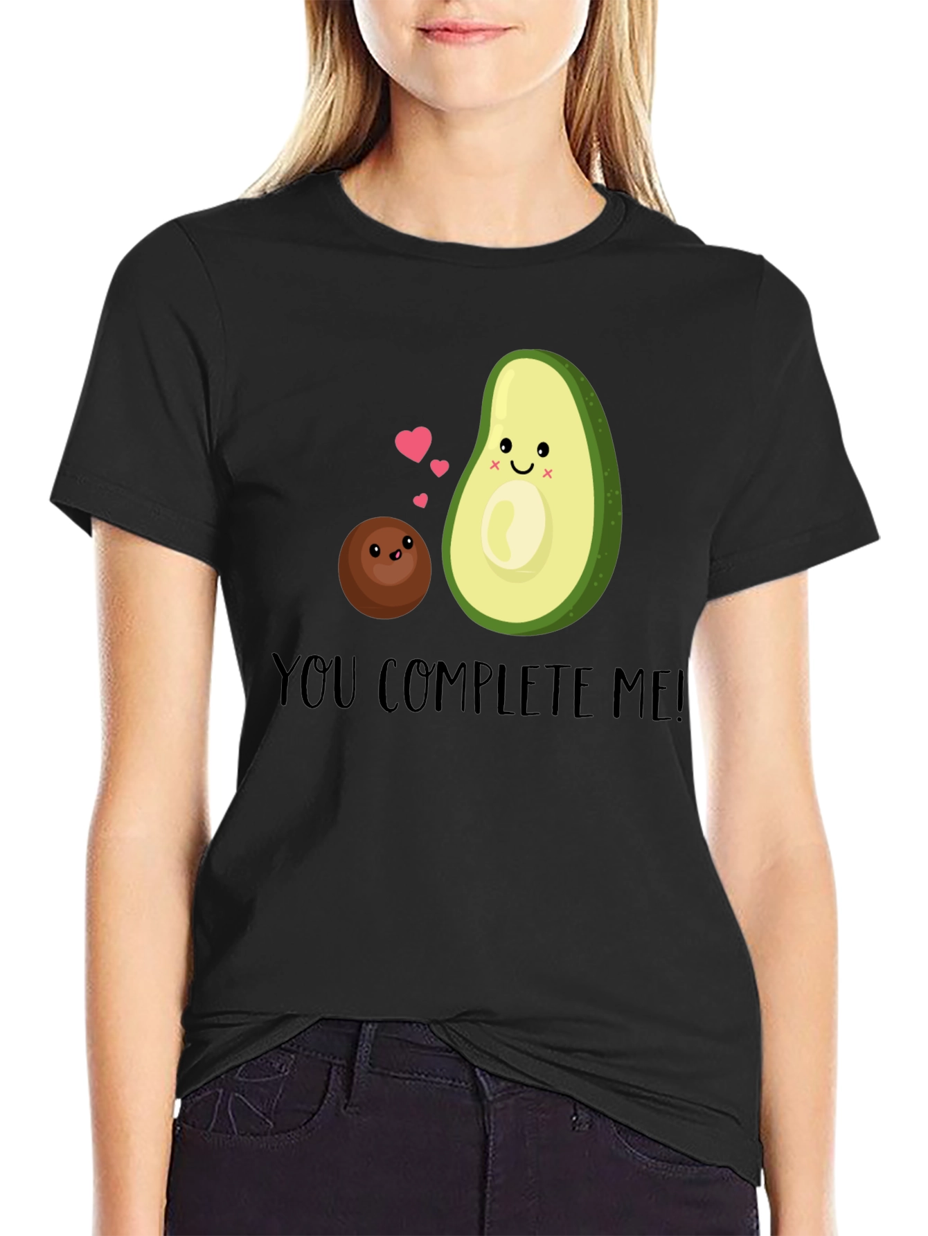 Black You Complete Me Avocado T-Shirt view 2