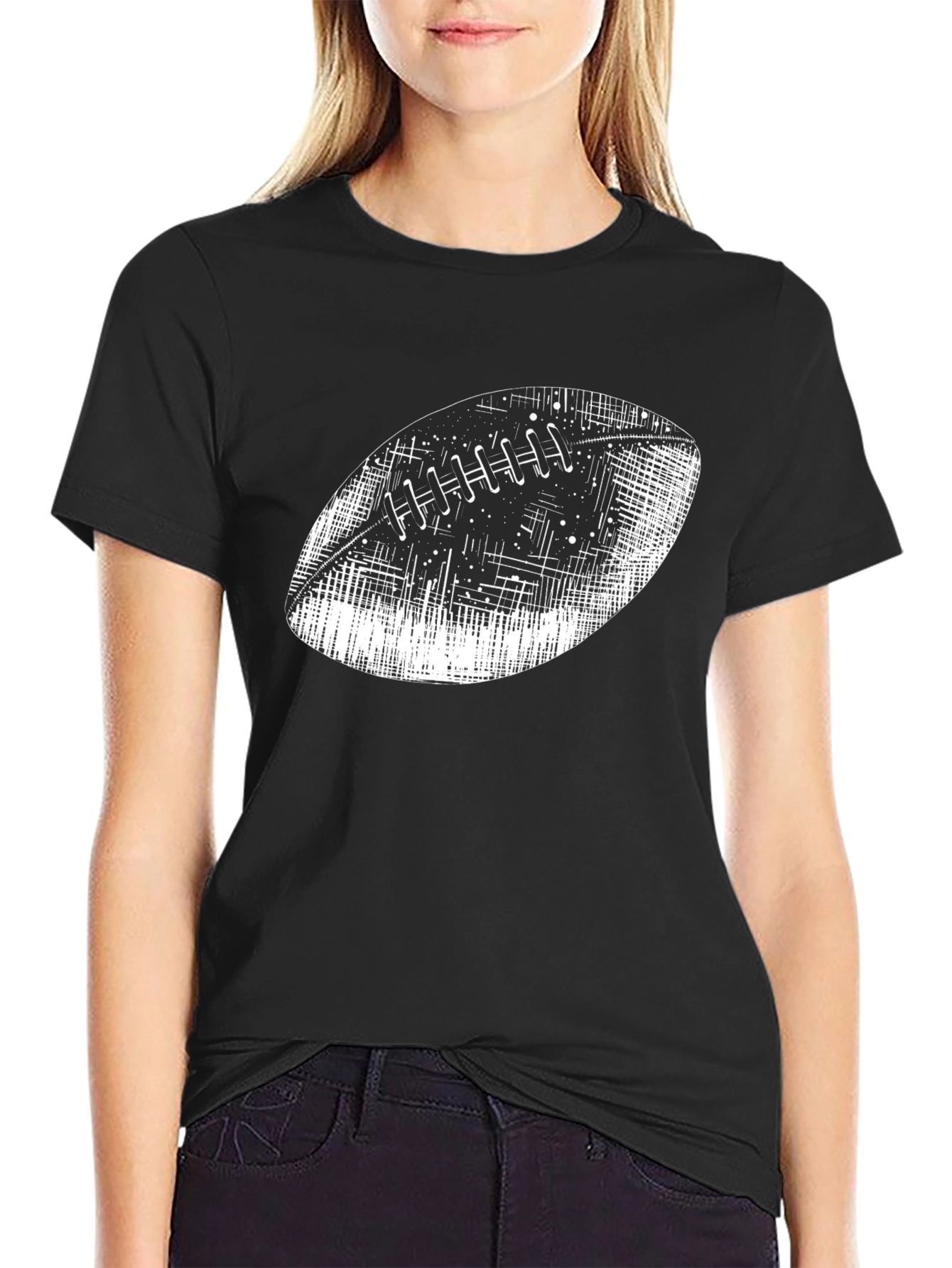 Black Football Graphic Black T-Shirt view 2
