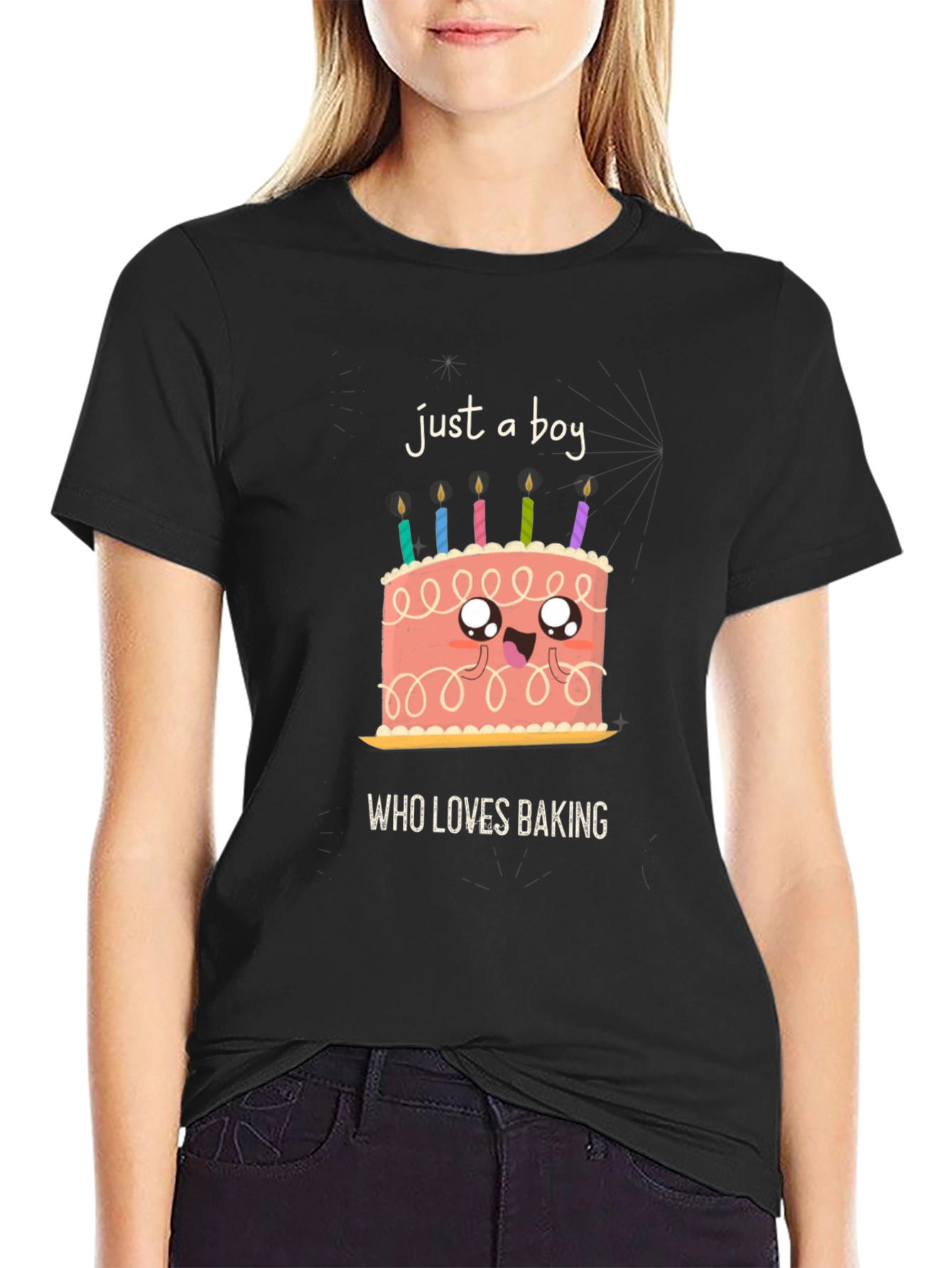 Black Boy Who Loves Baking Graphic T-Shirt view 2