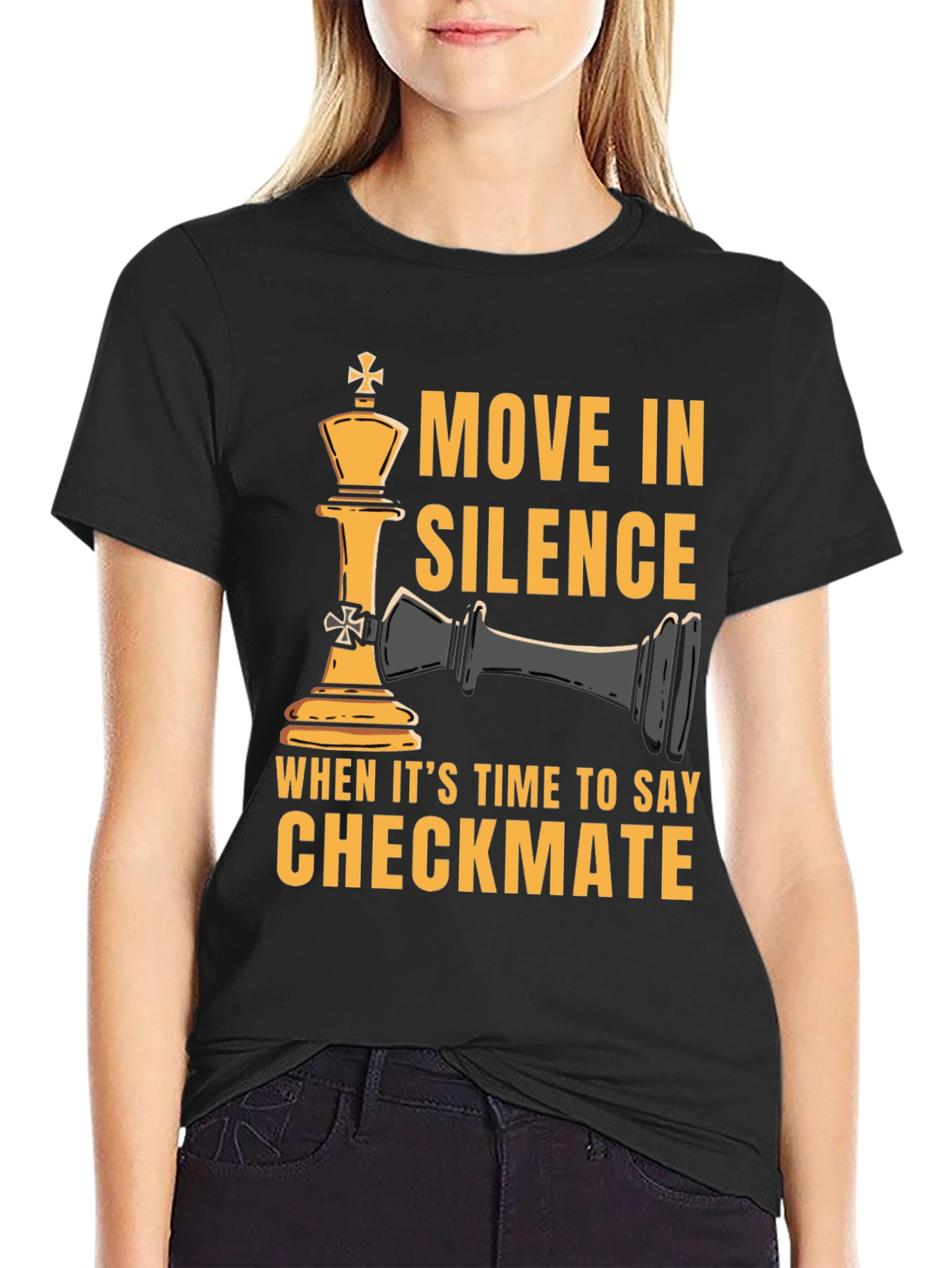 Black Move In Silence Chess Graphic T-Shirt view 2