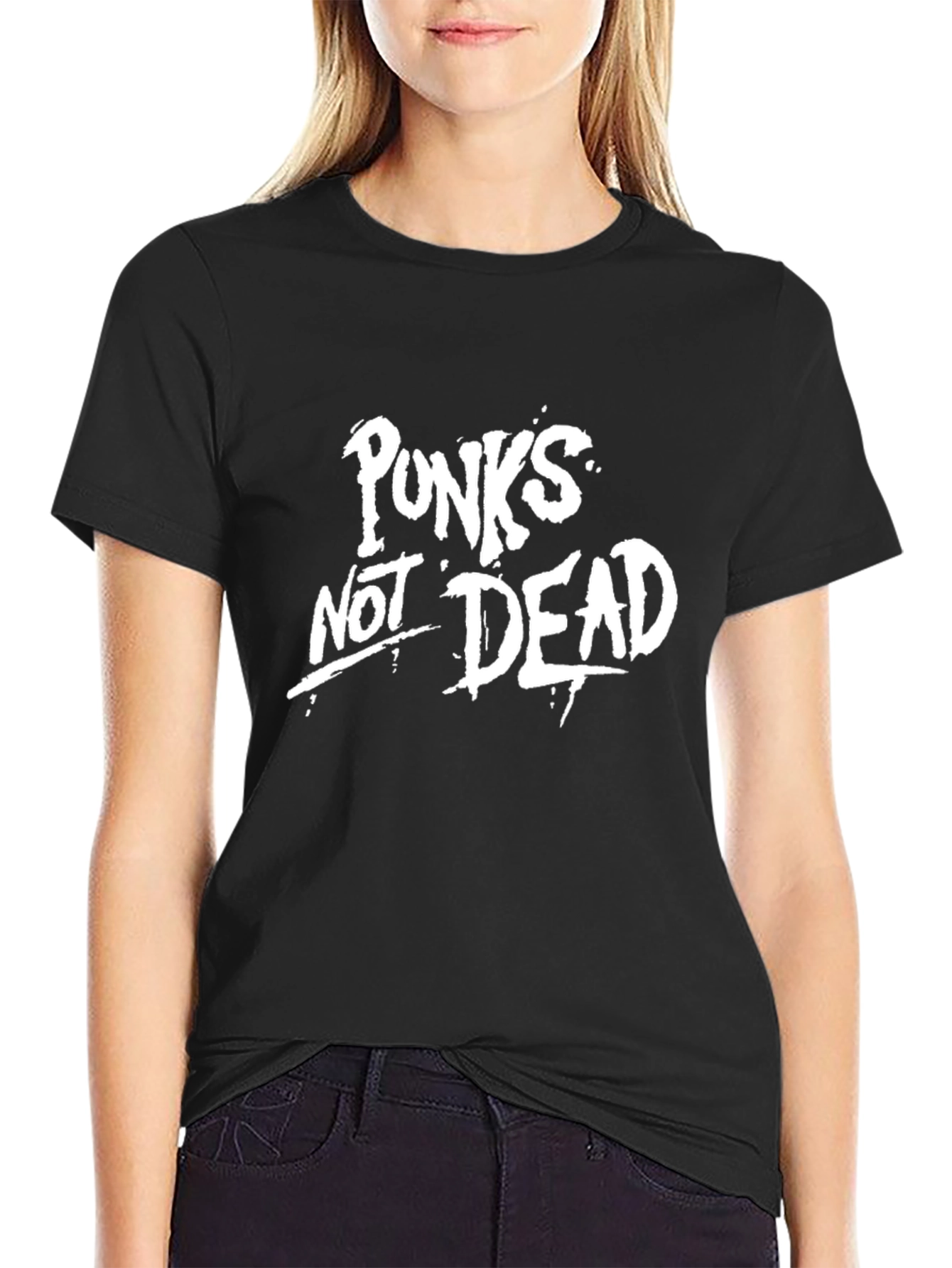 Black Punx Not Dead Graphic T-Shirt - Black Cotton Tee view 2