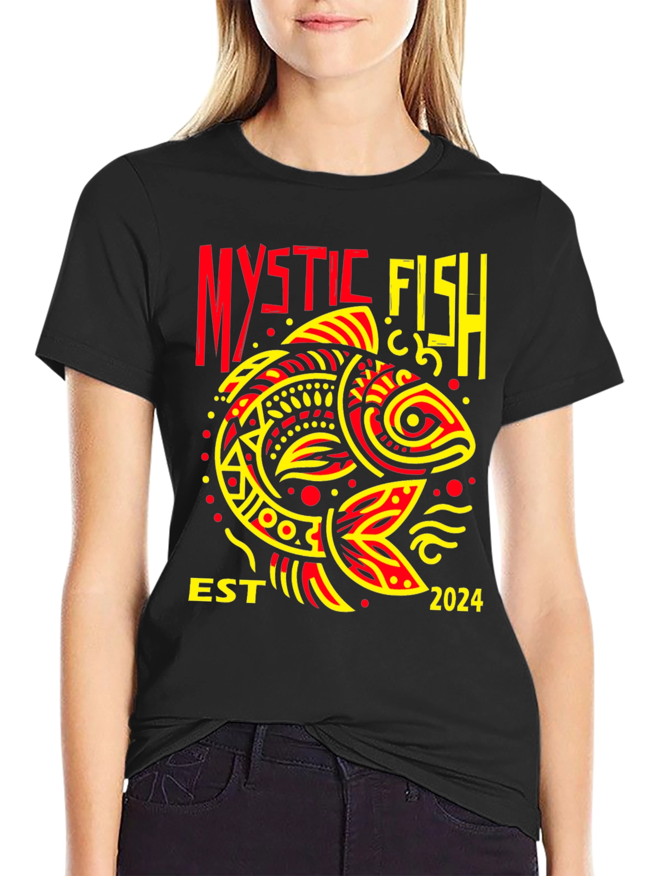 Black Mystic Fish EST 2024 Graphic Tee view 2