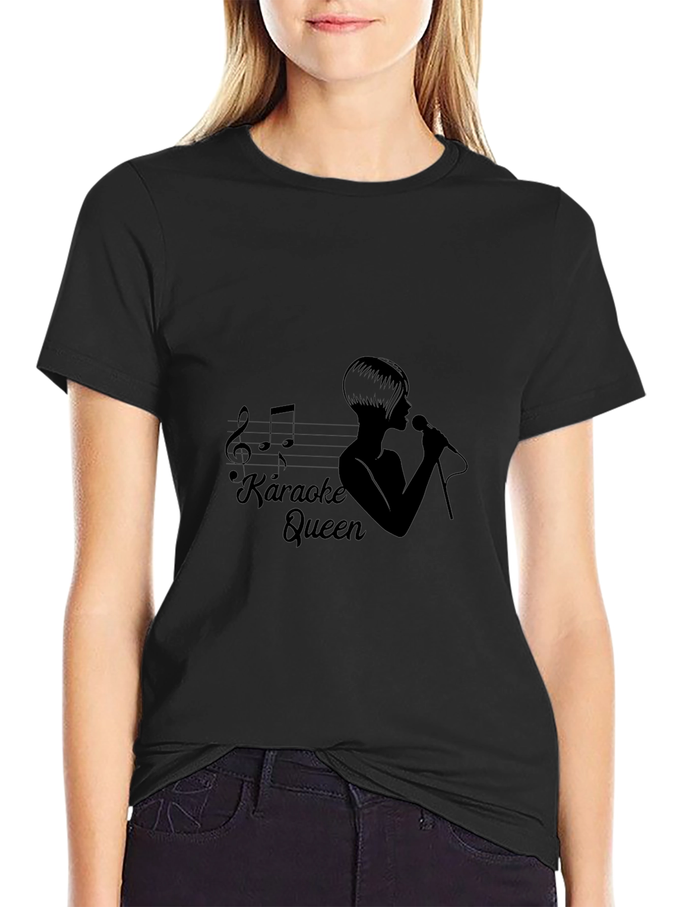 Black Karaoke Queen Black Graphic T-Shirt view 2