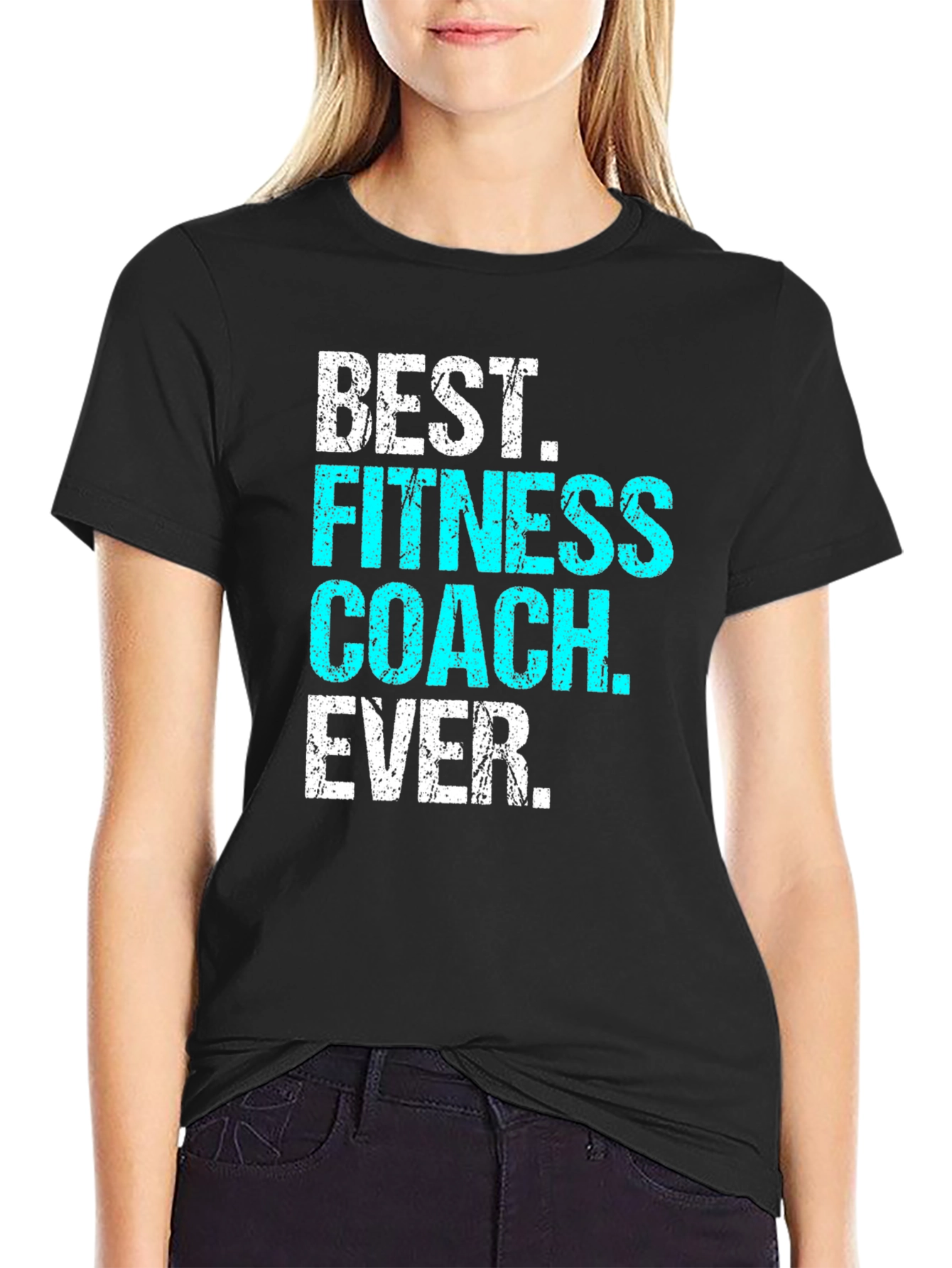 Black Best Fitness Coach Ever T-Shirt - Black view 2