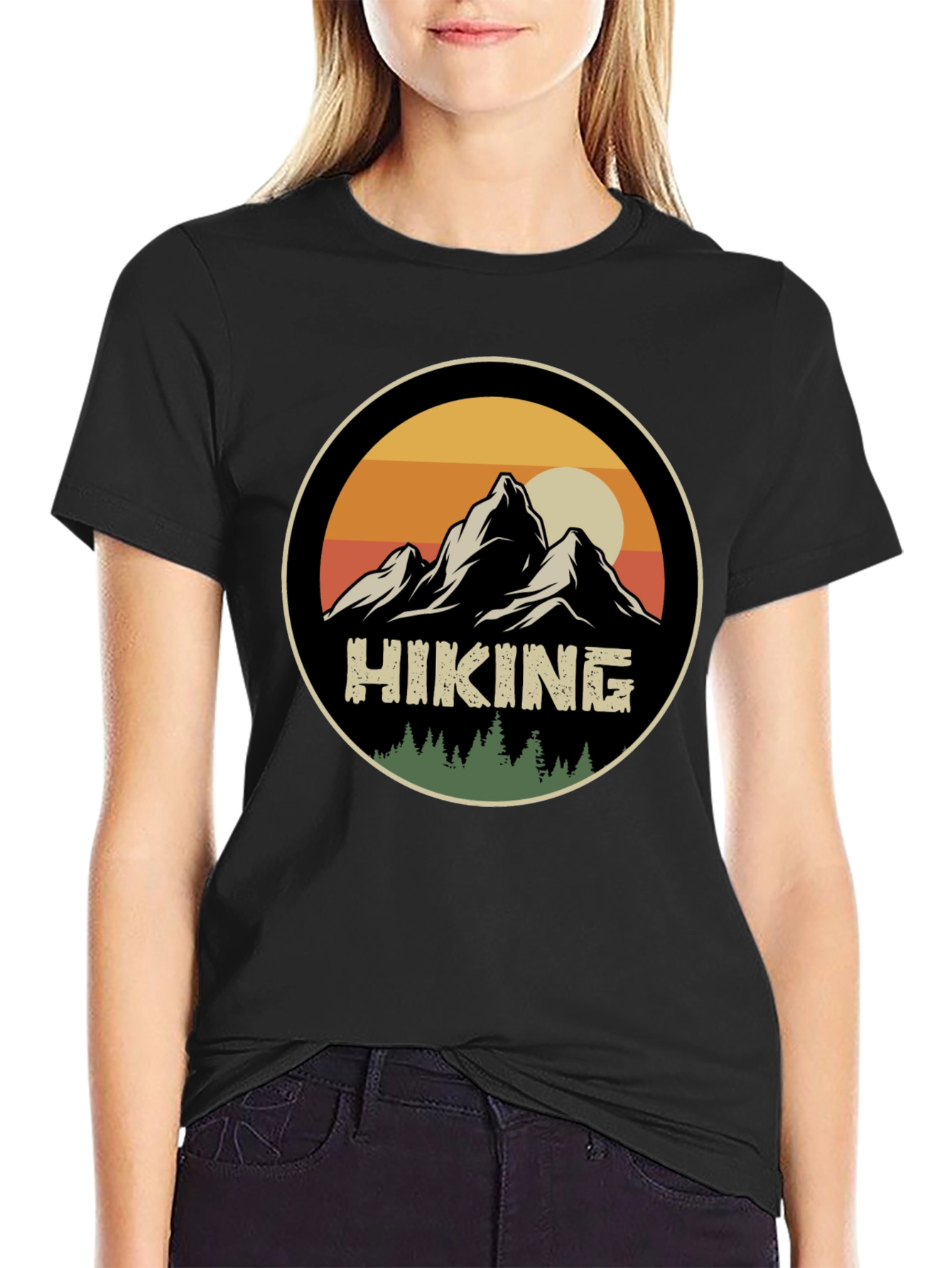Black Hiking Adventure T-Shirt - Mountain Graphic Tee view 2