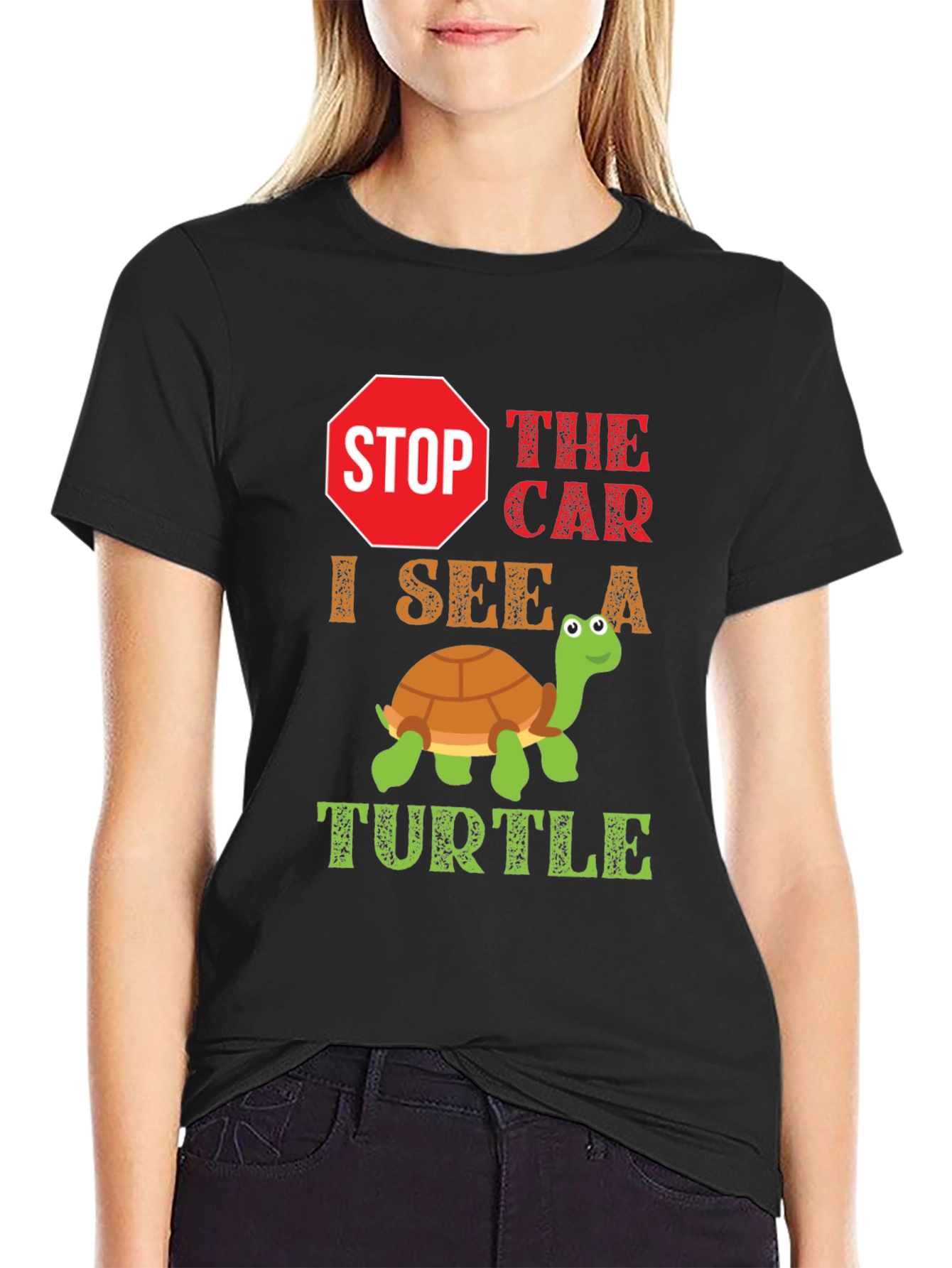 Black Stop the Car, Turtle T-Shirt view 2