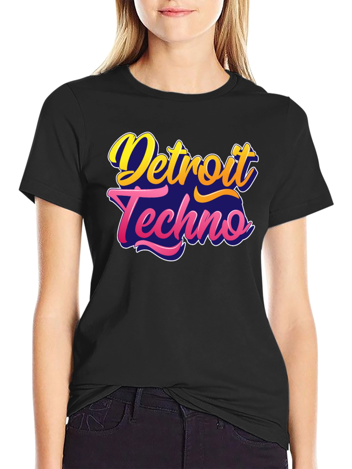 Black Detroit Techno Black T-Shirt view 2