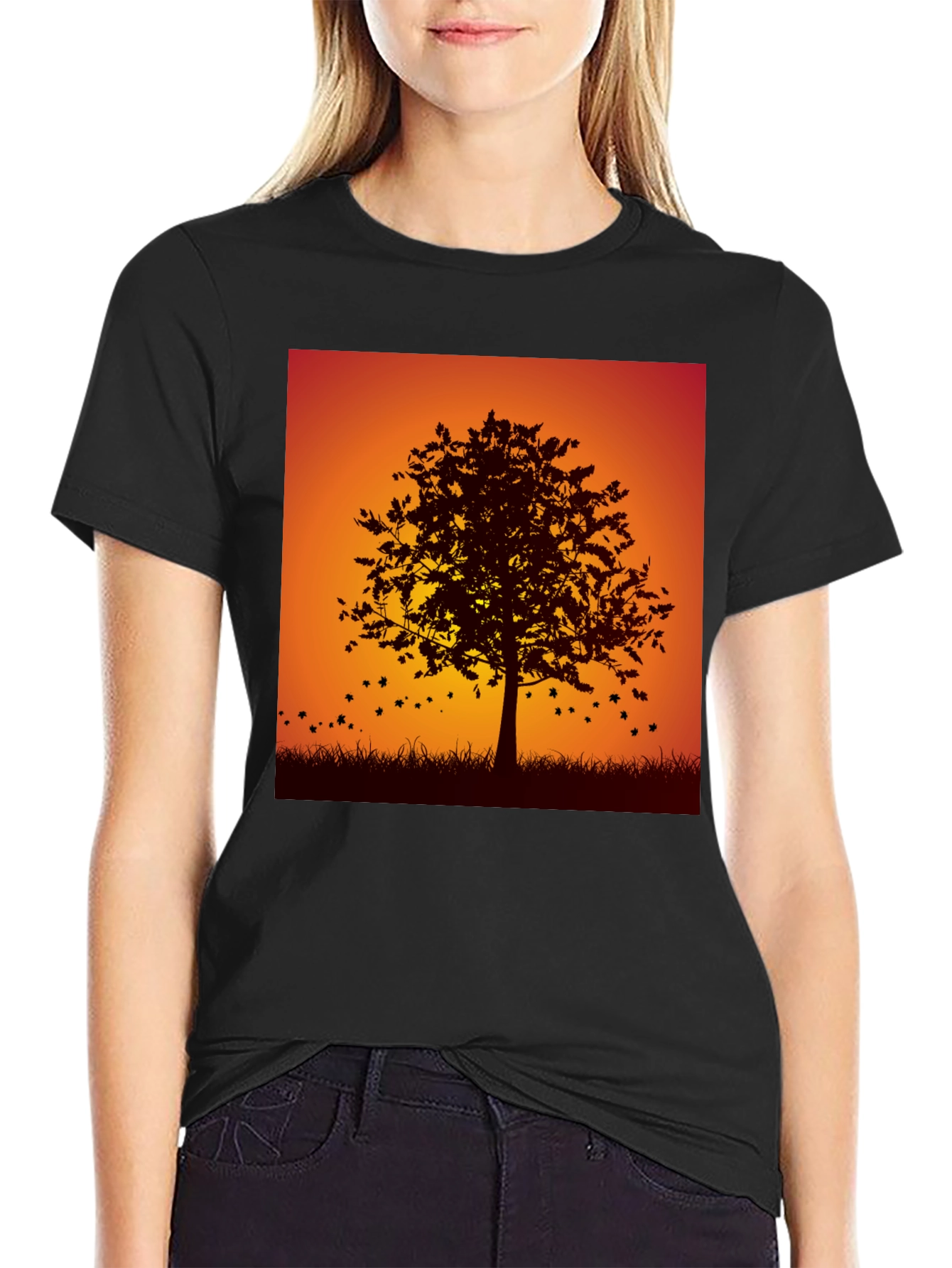 Black Autumn Tree Graphic Tee - Stylish Fall Design view 2