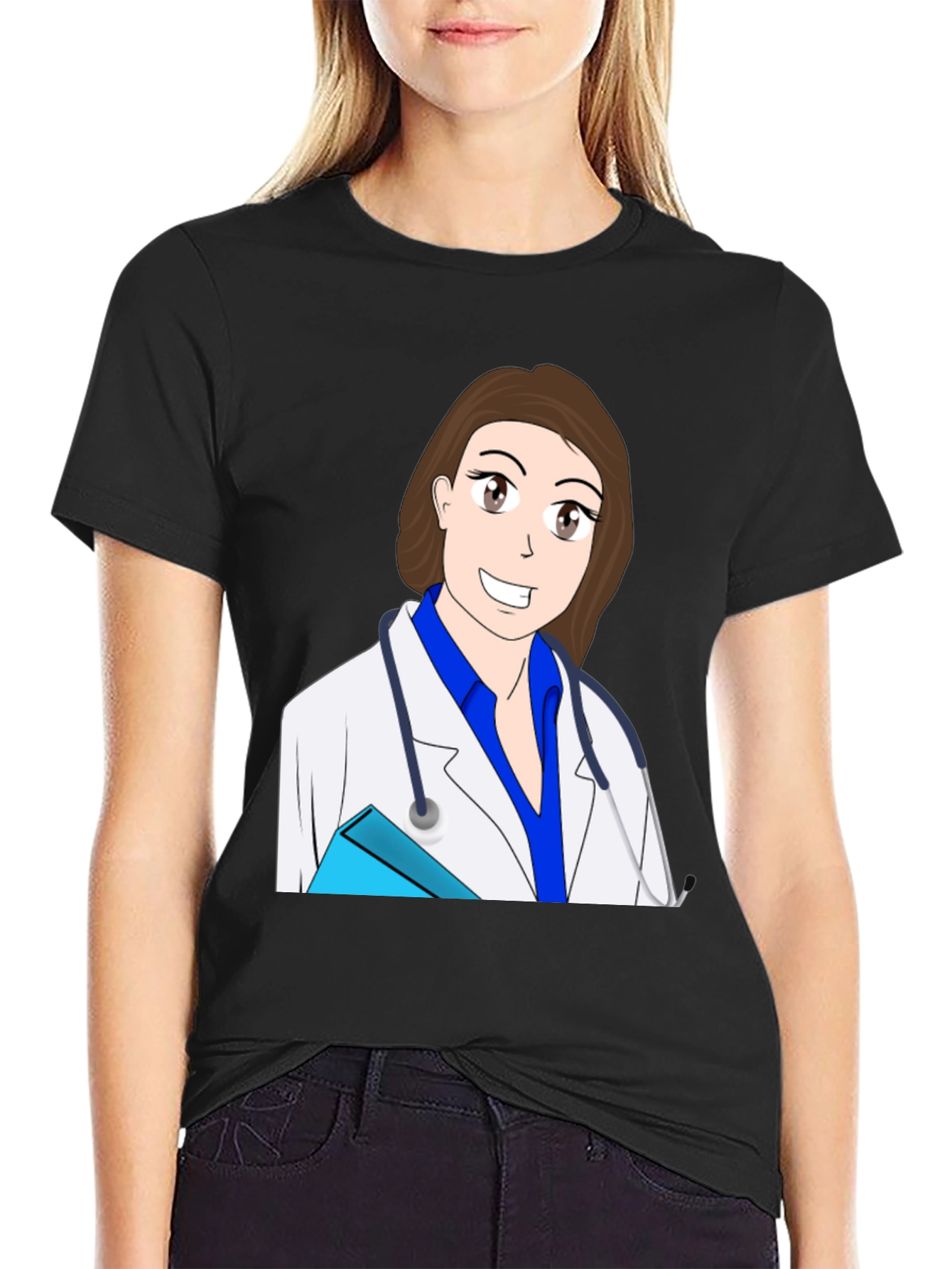 Black Cartoon Doctor T-Shirt view 2