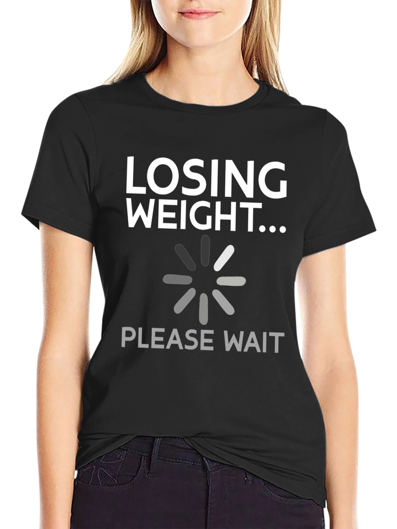 Black Losing Weight Funny Graphic Tee Shirt view 2