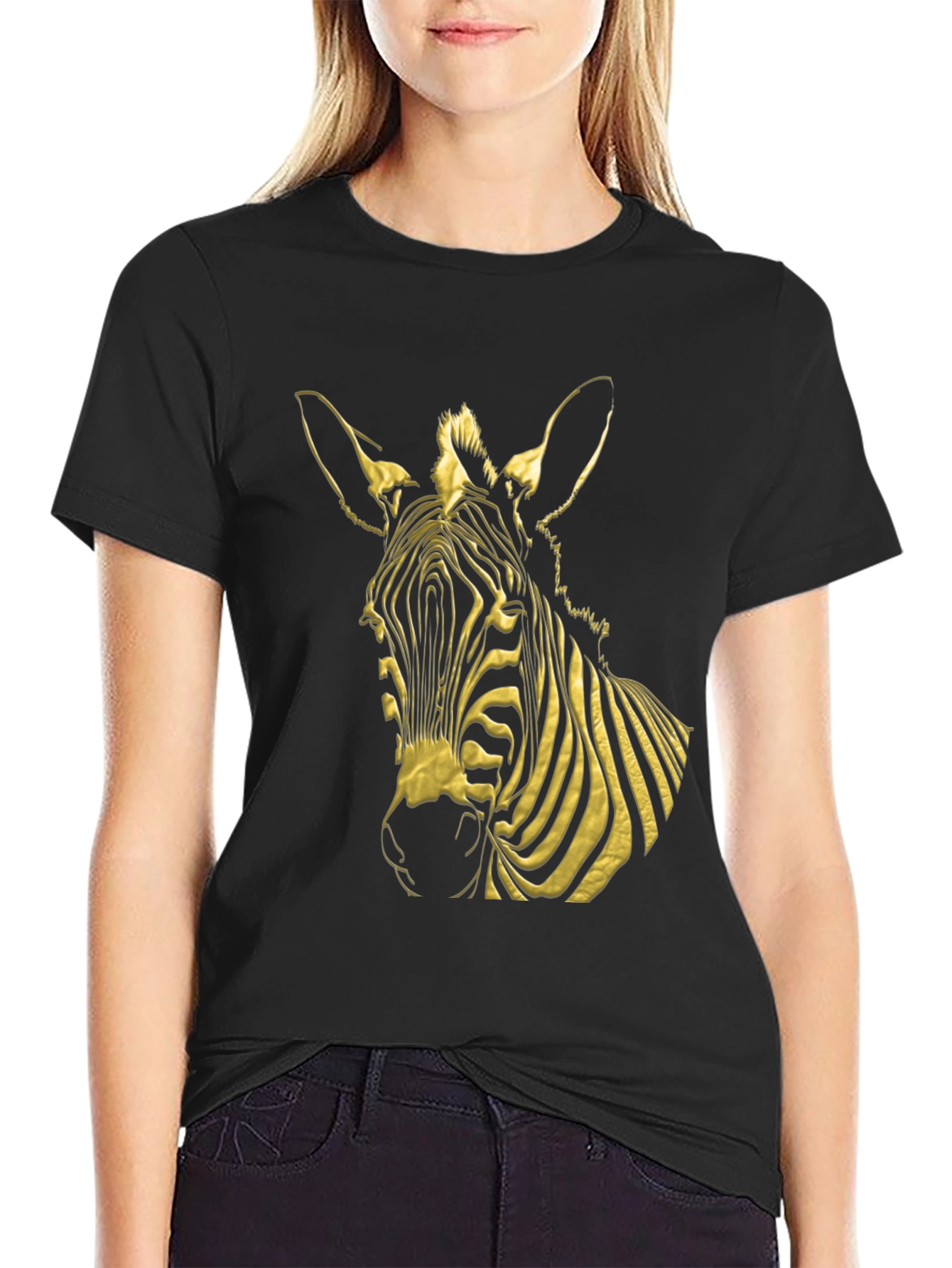 Black Zebra Graphic Tee - Bold Black T-Shirt view 2