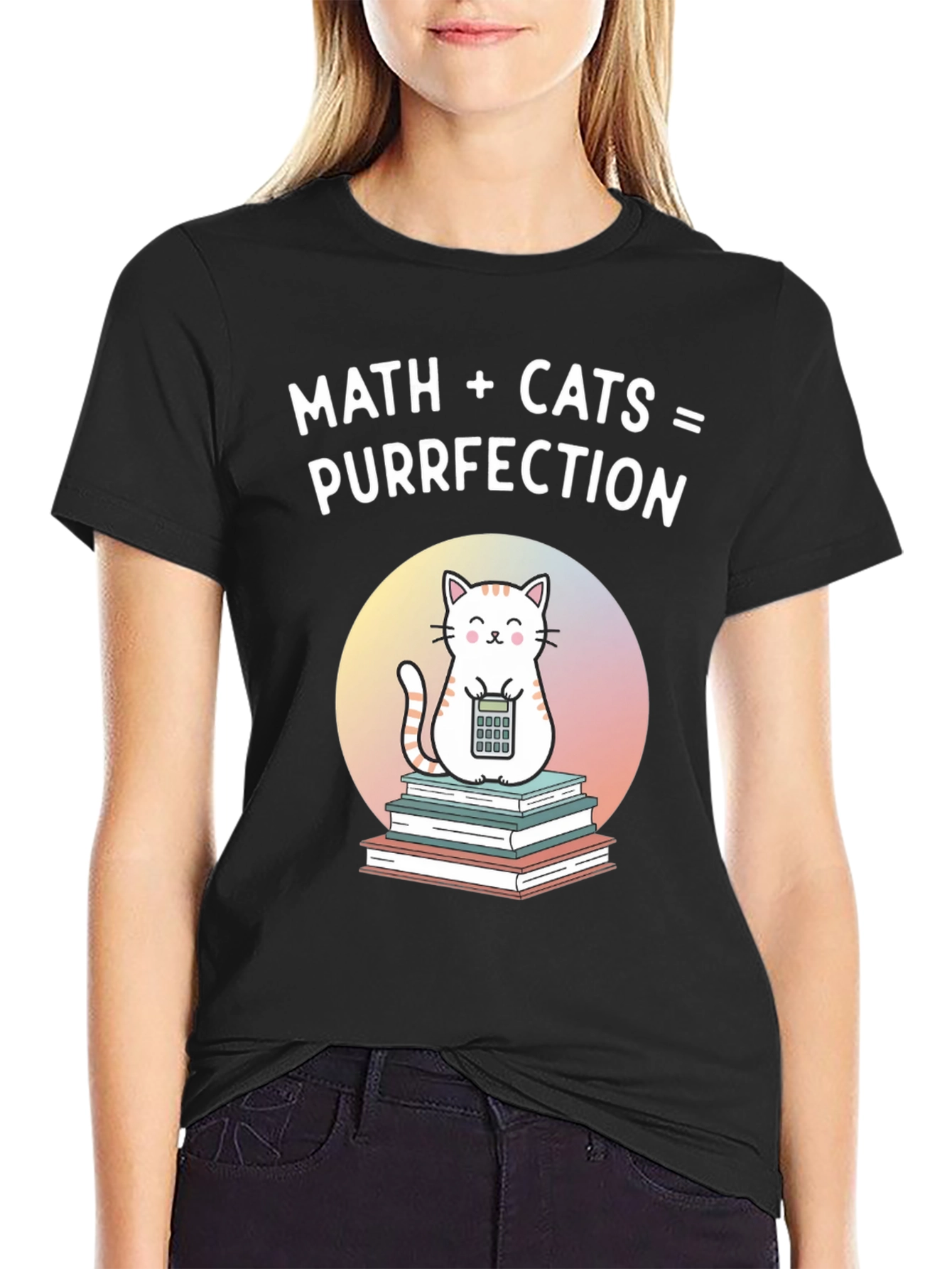 Black Math + Cats = Purrfection Graphic T-Shirt view 2