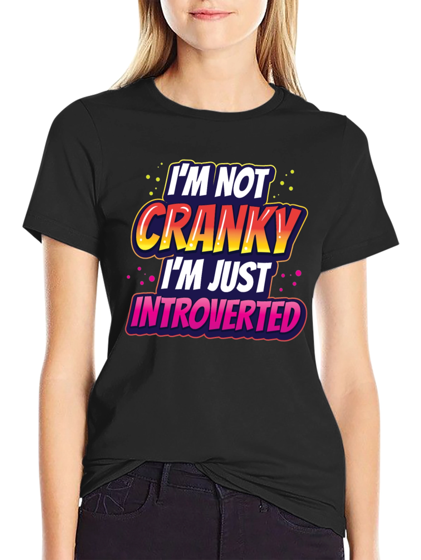 Black Introverted Graphic Tee -  Funny Novelty T-Shirt view 2