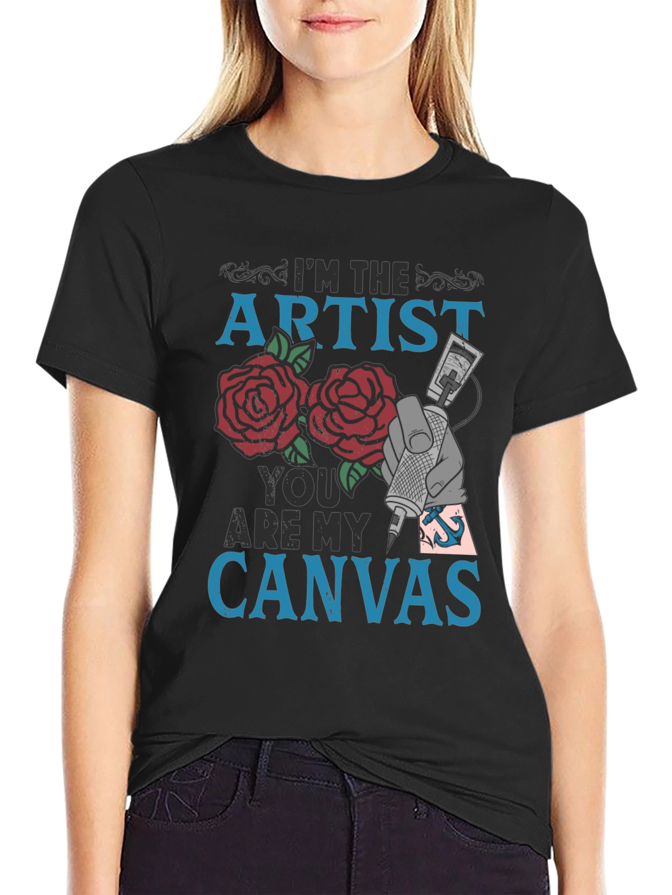 Black I'm the Artist You are My Canvas Tattoo Graphic Tee view 2