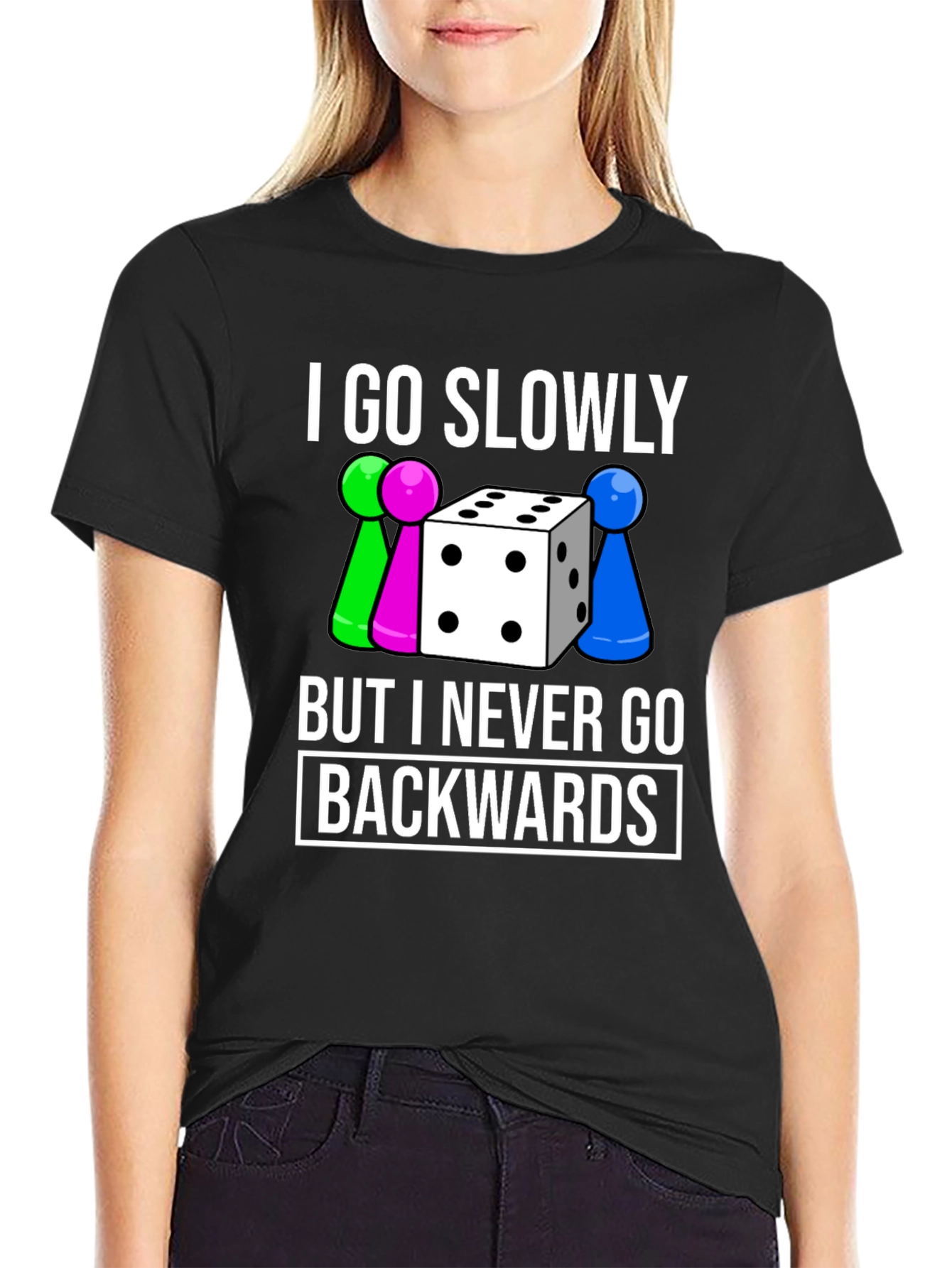 Black Go Slowly T-Shirt - Never Backwards view 2