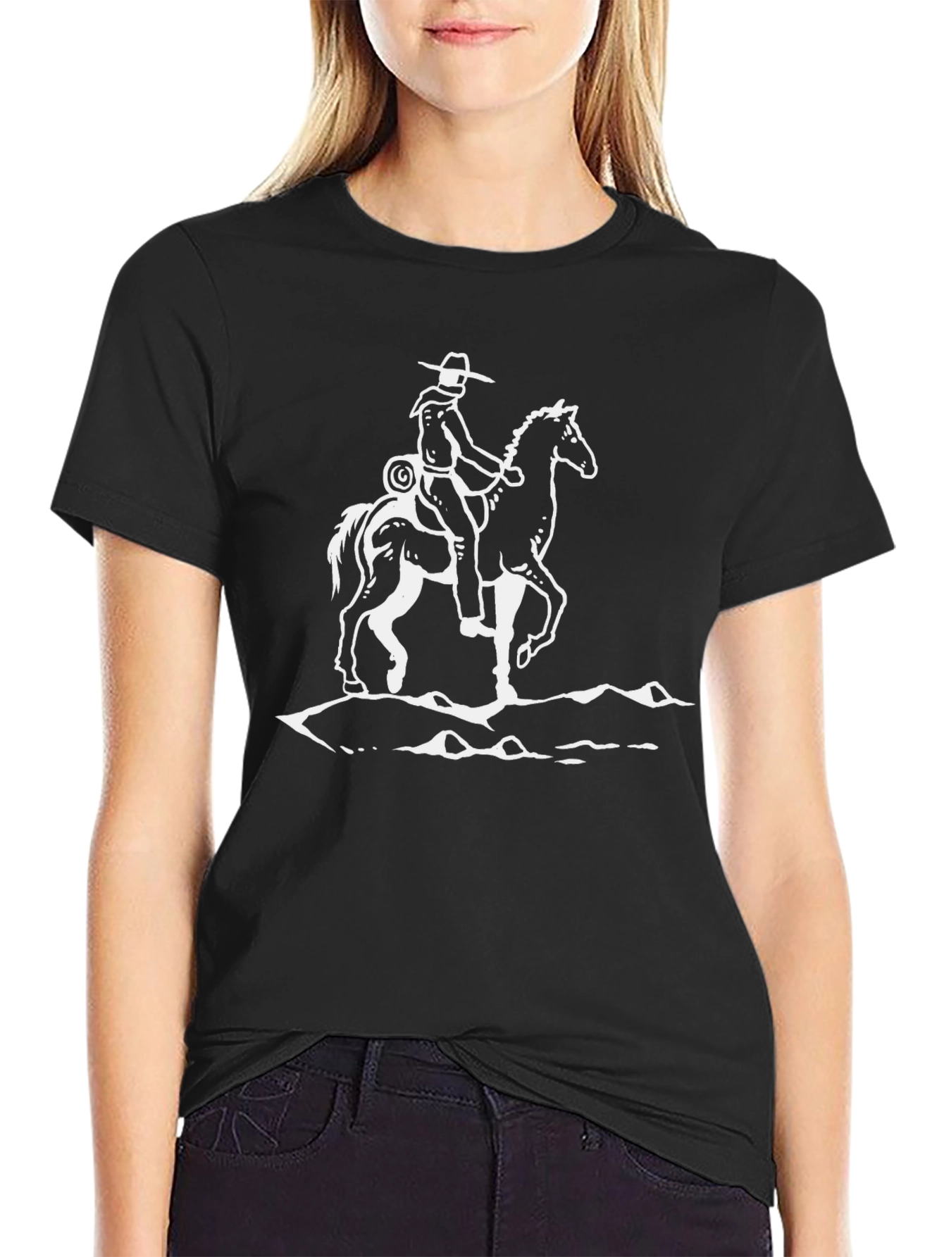 Black Cowboy Horseback Riding Graphic Tee view 2