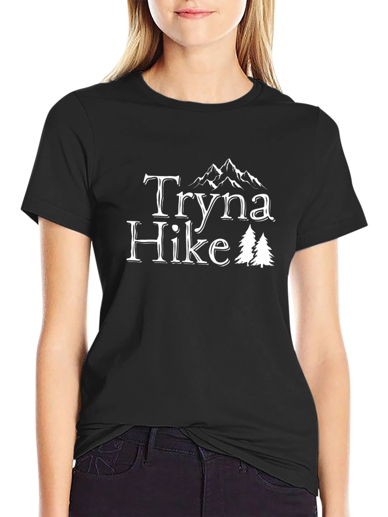 Black Tryna Hike Mountain T-Shirt - Nature Lover Tee view 2