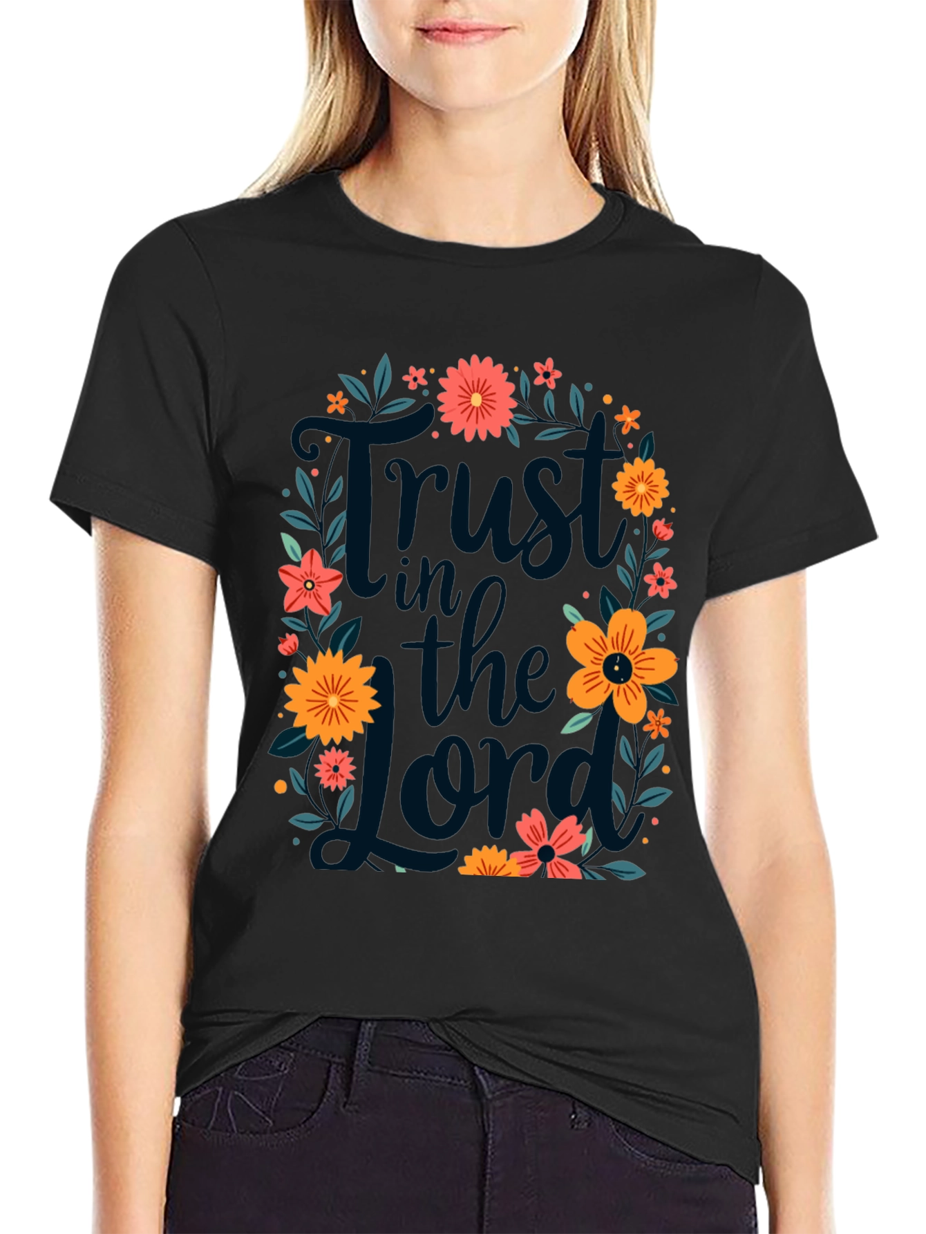 Black Trust in the Lord Floral Tee view 2