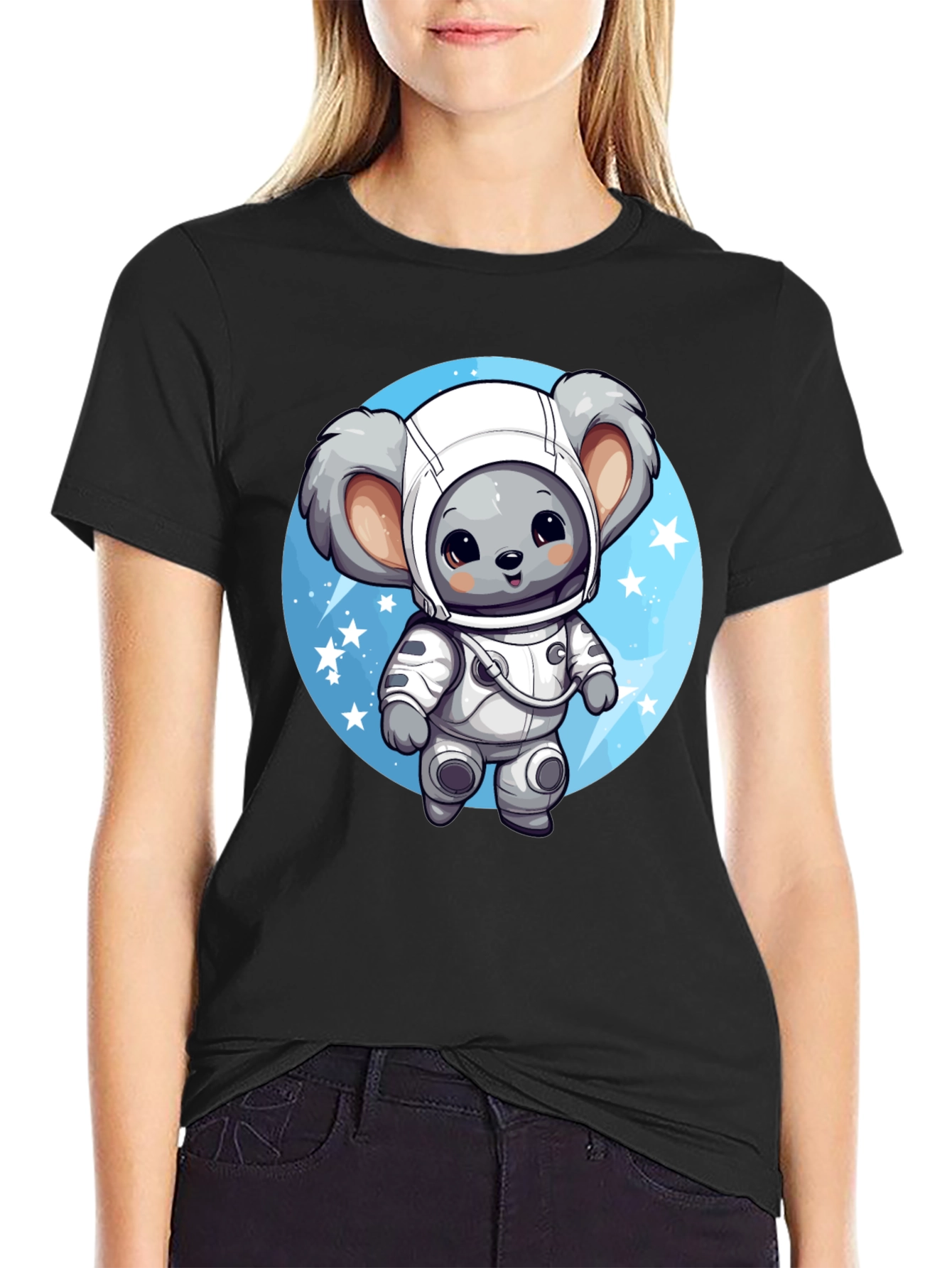 Black Koala Astronaut Graphic Tee - Black view 2