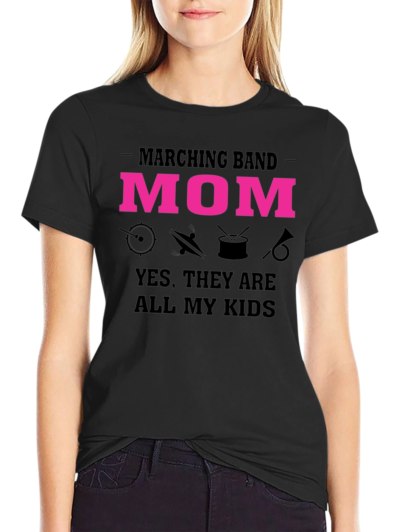 Black Marching Band Mom Graphic T-Shirt view 2