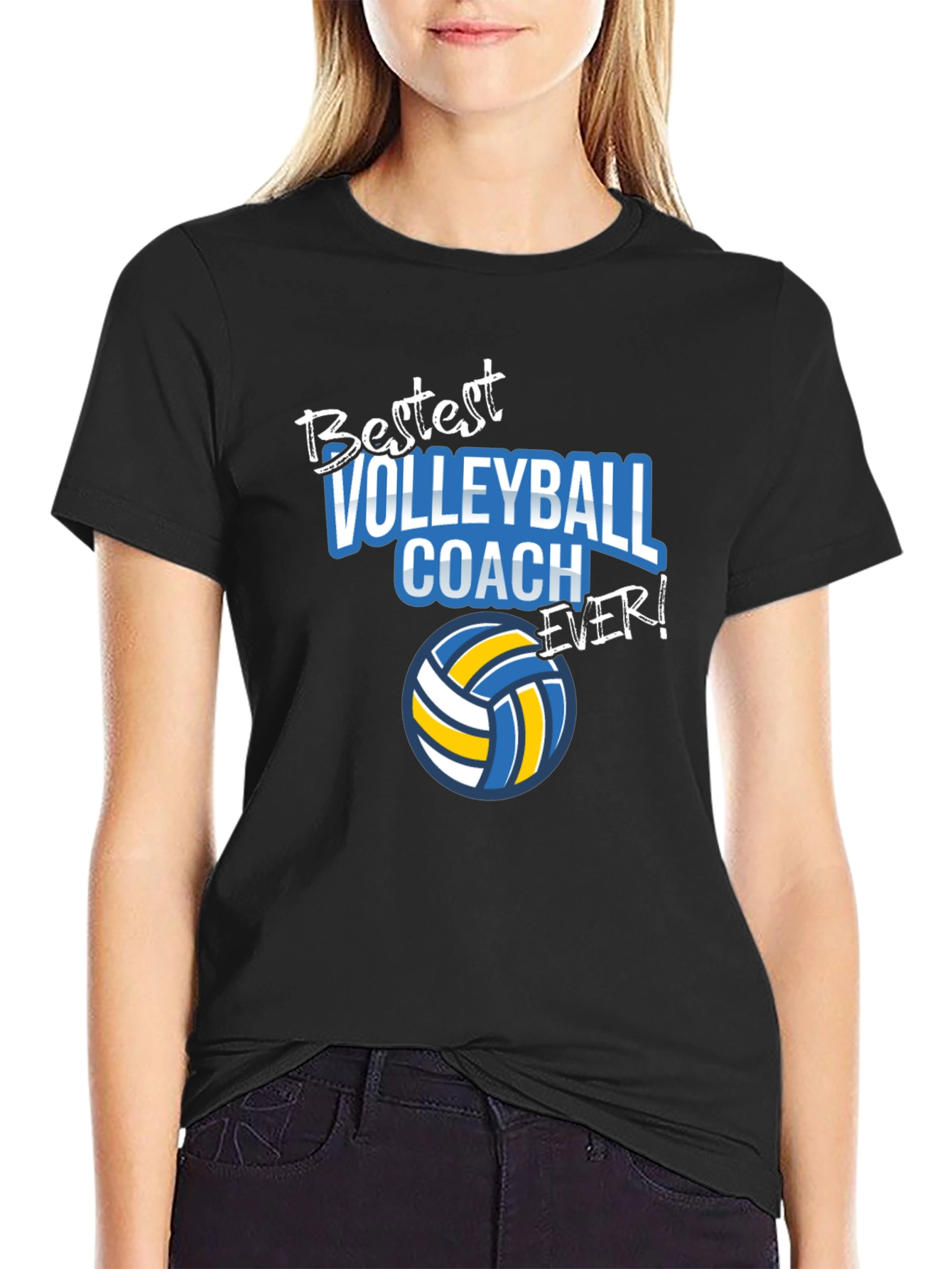 Black Bestest Volleyball Coach Ever! T-Shirt view 2