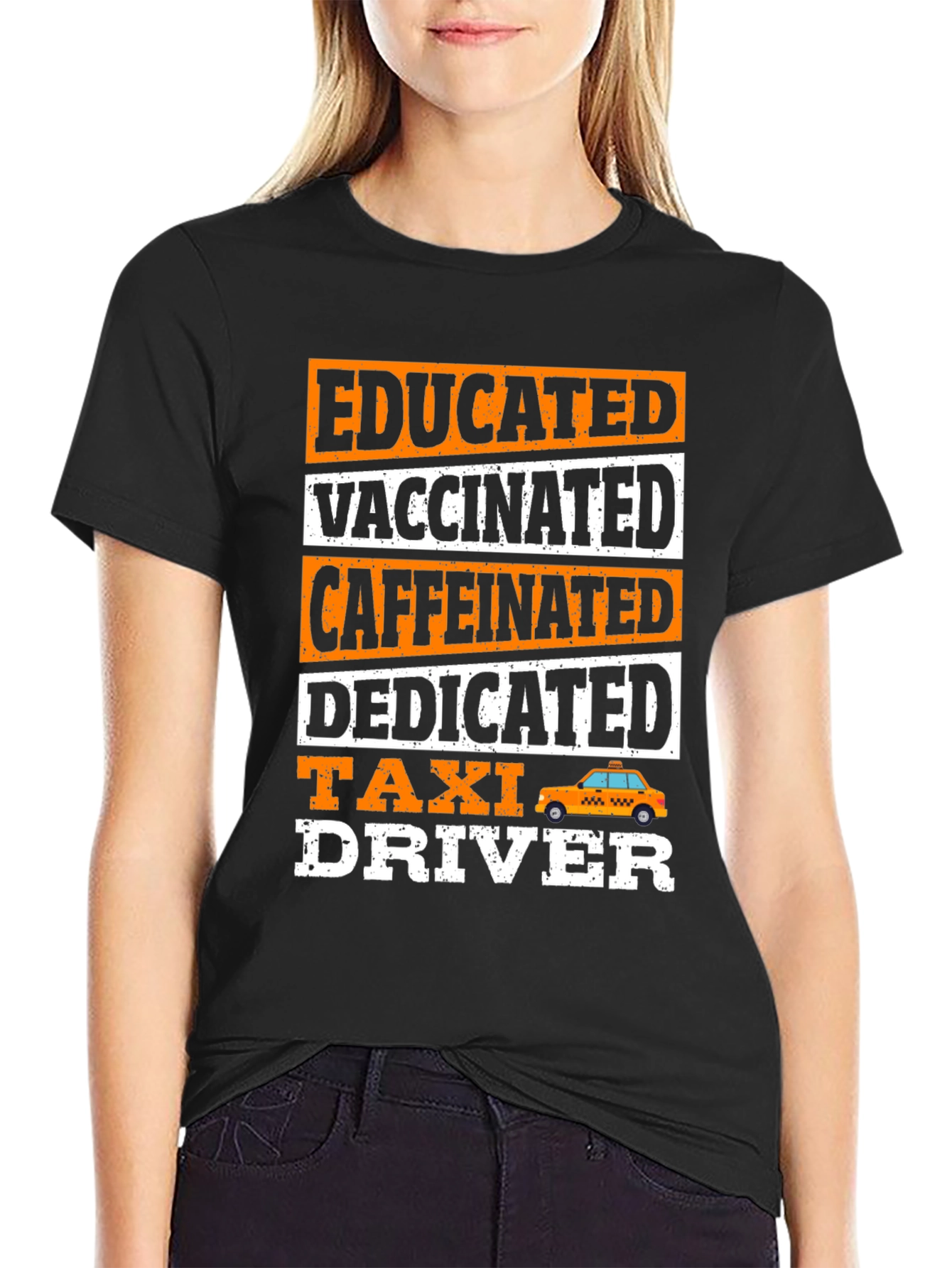 Black Educated Vaccinated Taxi Driver T-Shirt view 2