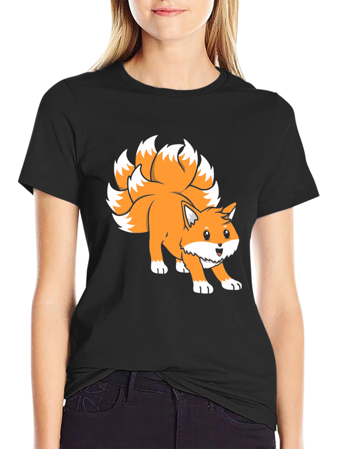 Black Nine-Tailed Fox Graphic Tee view 2