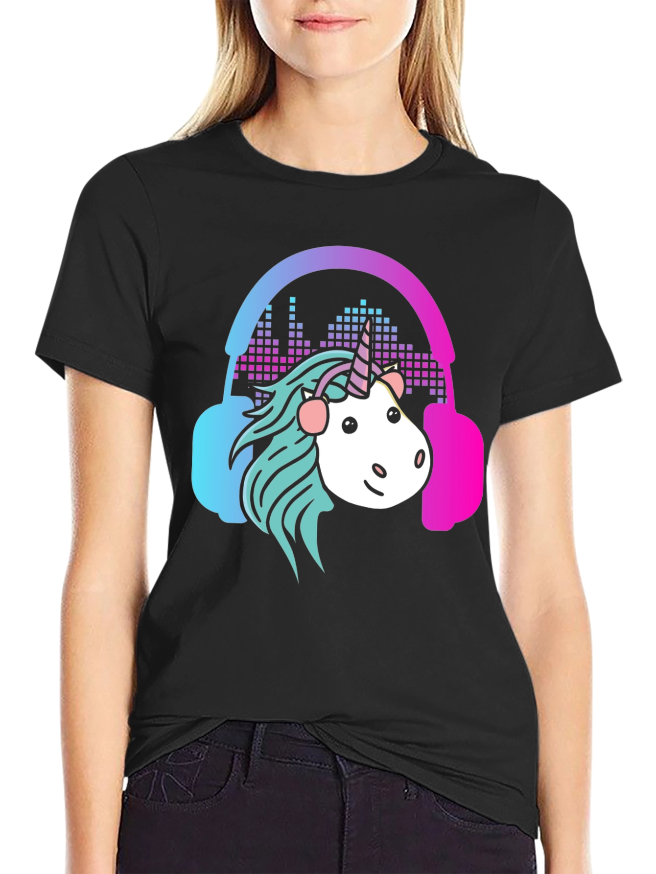 Black Unicorn DJ Graphic Tee - Cool Comfort view 2
