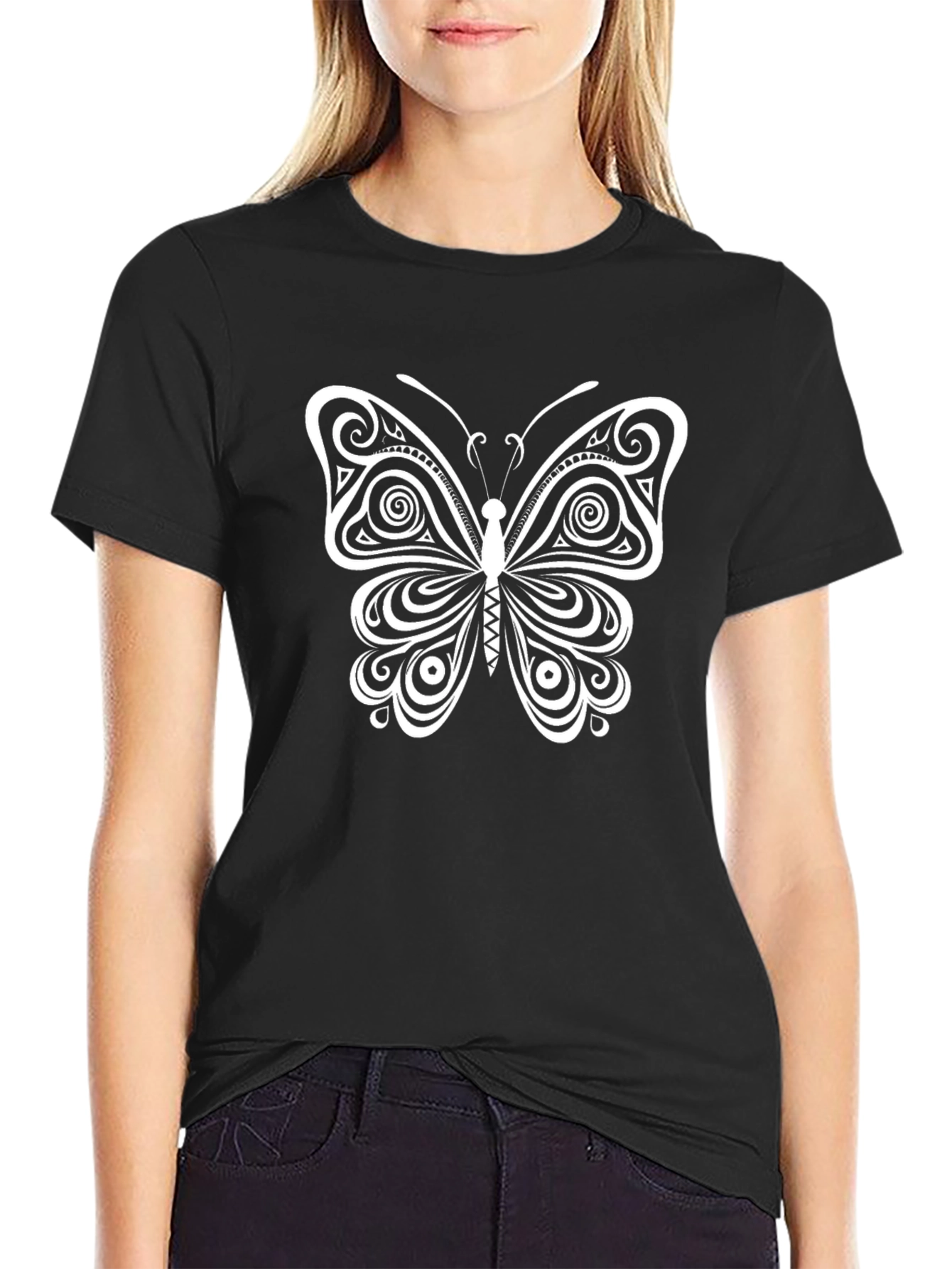 Black Butterfly Graphic Tee - Stylish Black T-Shirt view 2