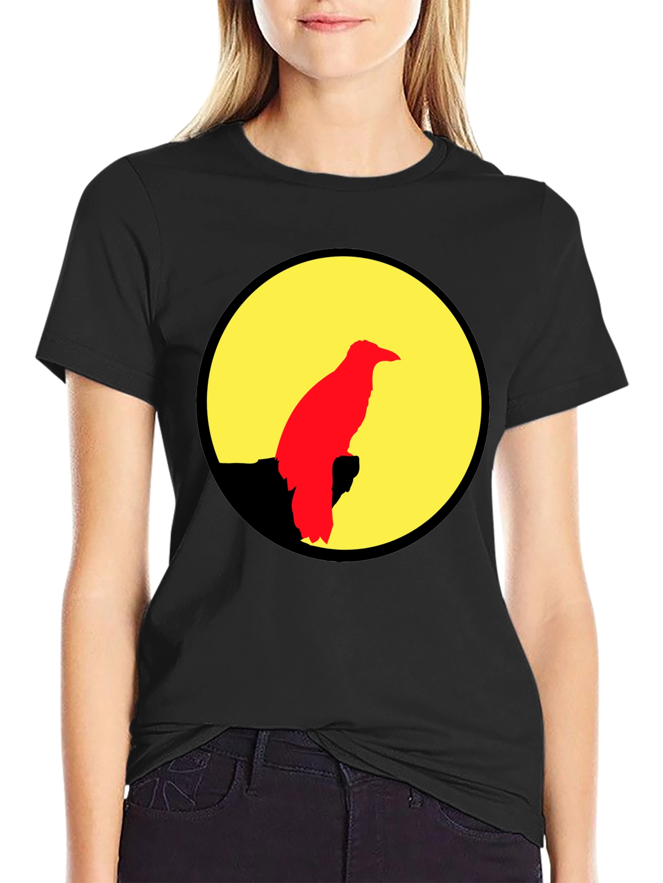 Black Raven Silhouette Graphic Tee - Black view 2