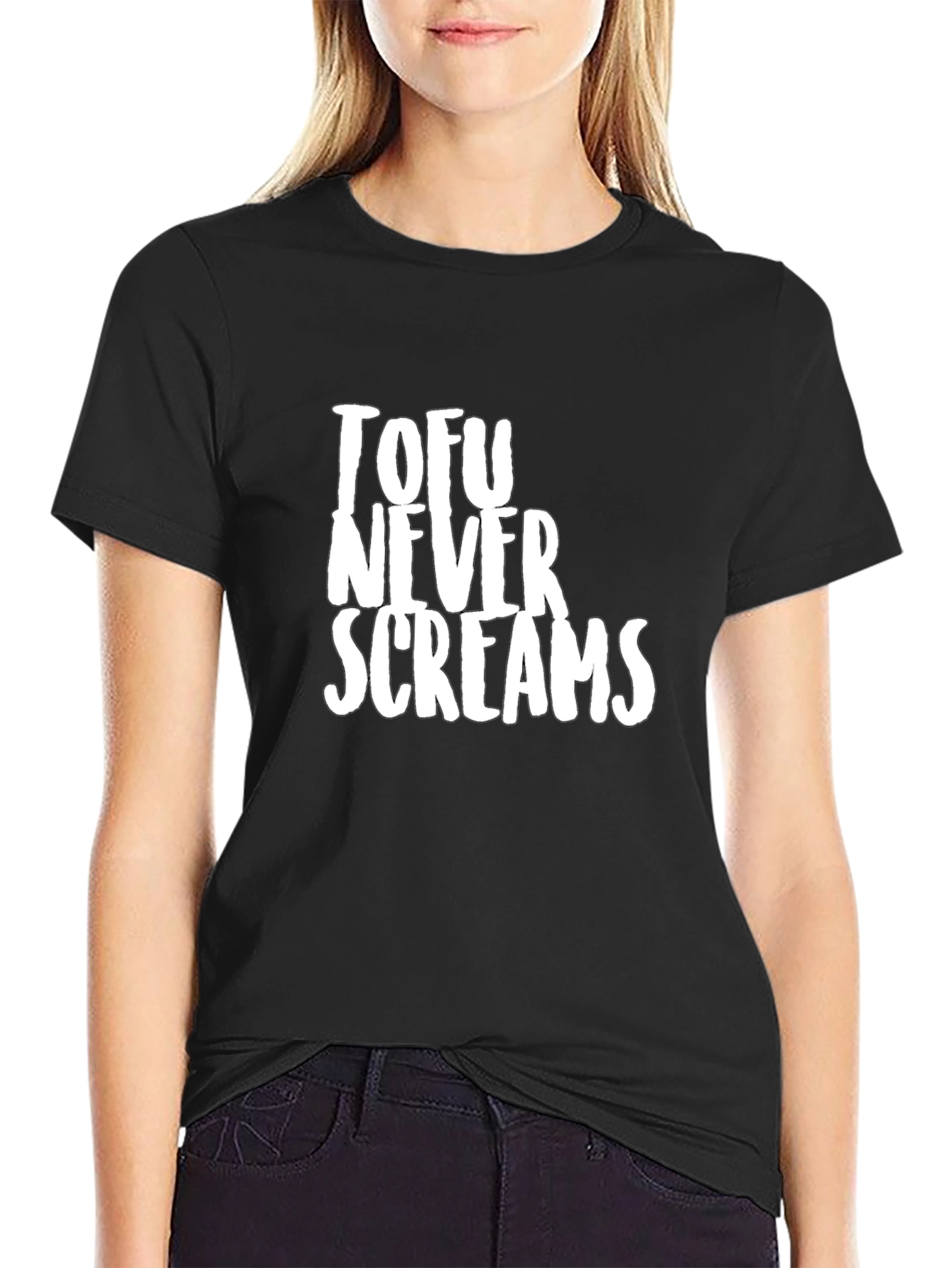 Black Tofu Never Screams Graphic T-Shirt view 2