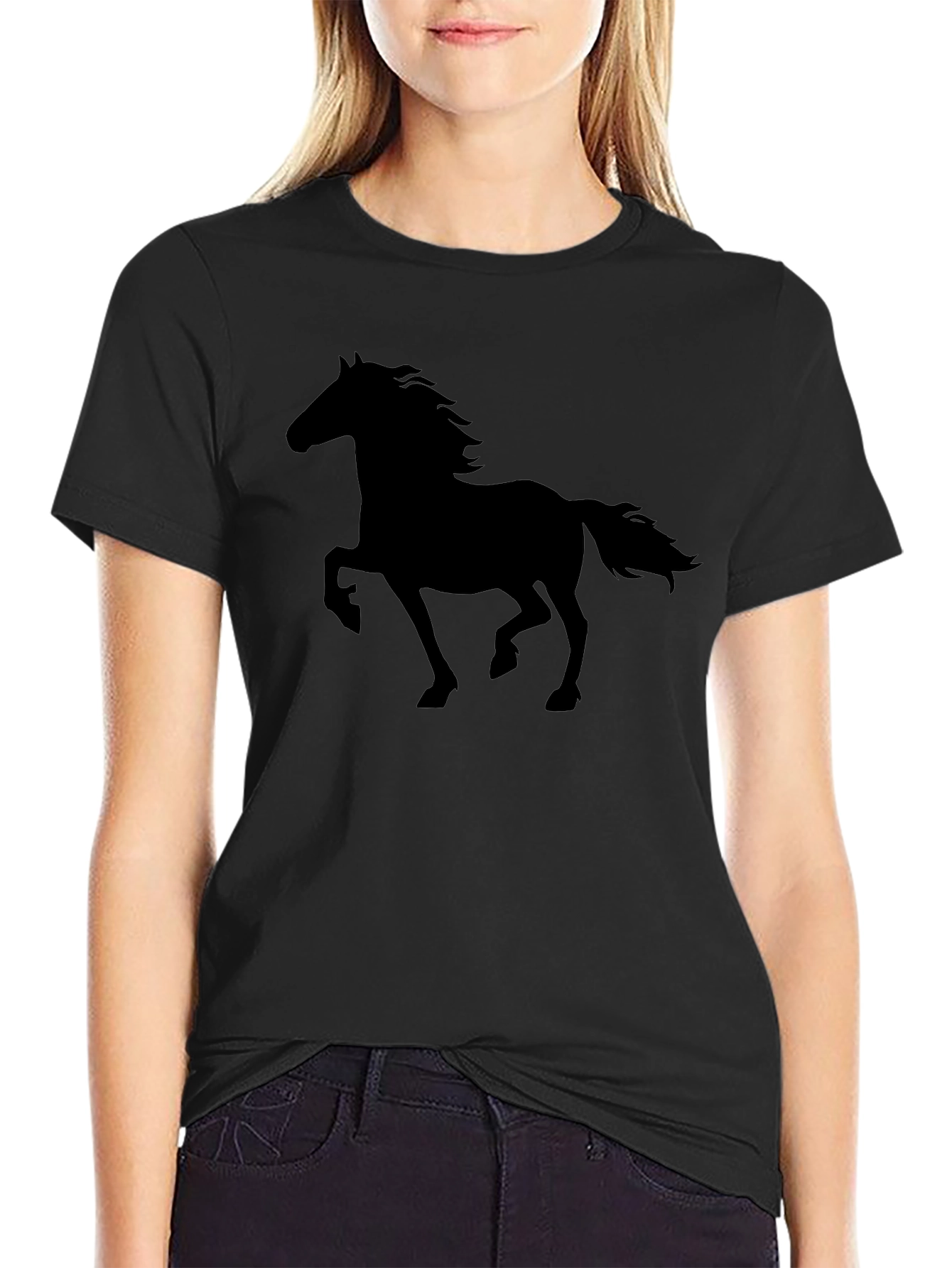 Black Horse Silhouette Graphic T-Shirt view 2
