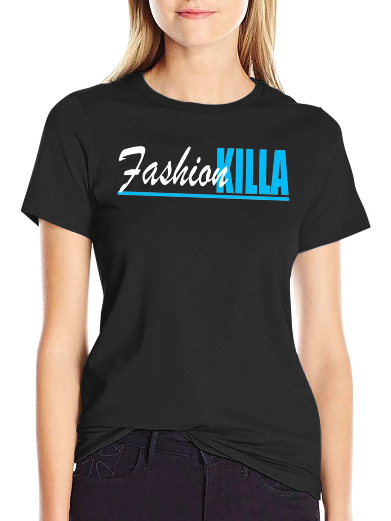 Black Fashion Killa Graphic Tee - Black Cotton T-Shirt view 2