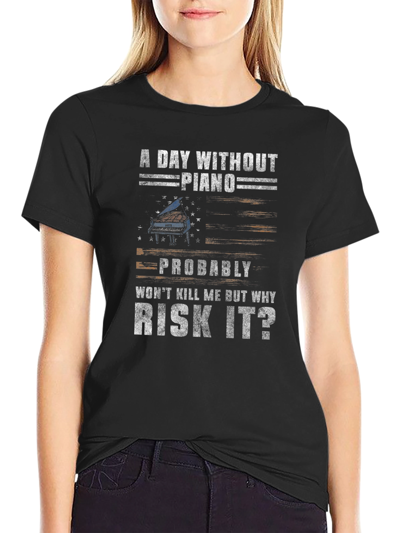 Black A Day Without Piano T-Shirt view 2