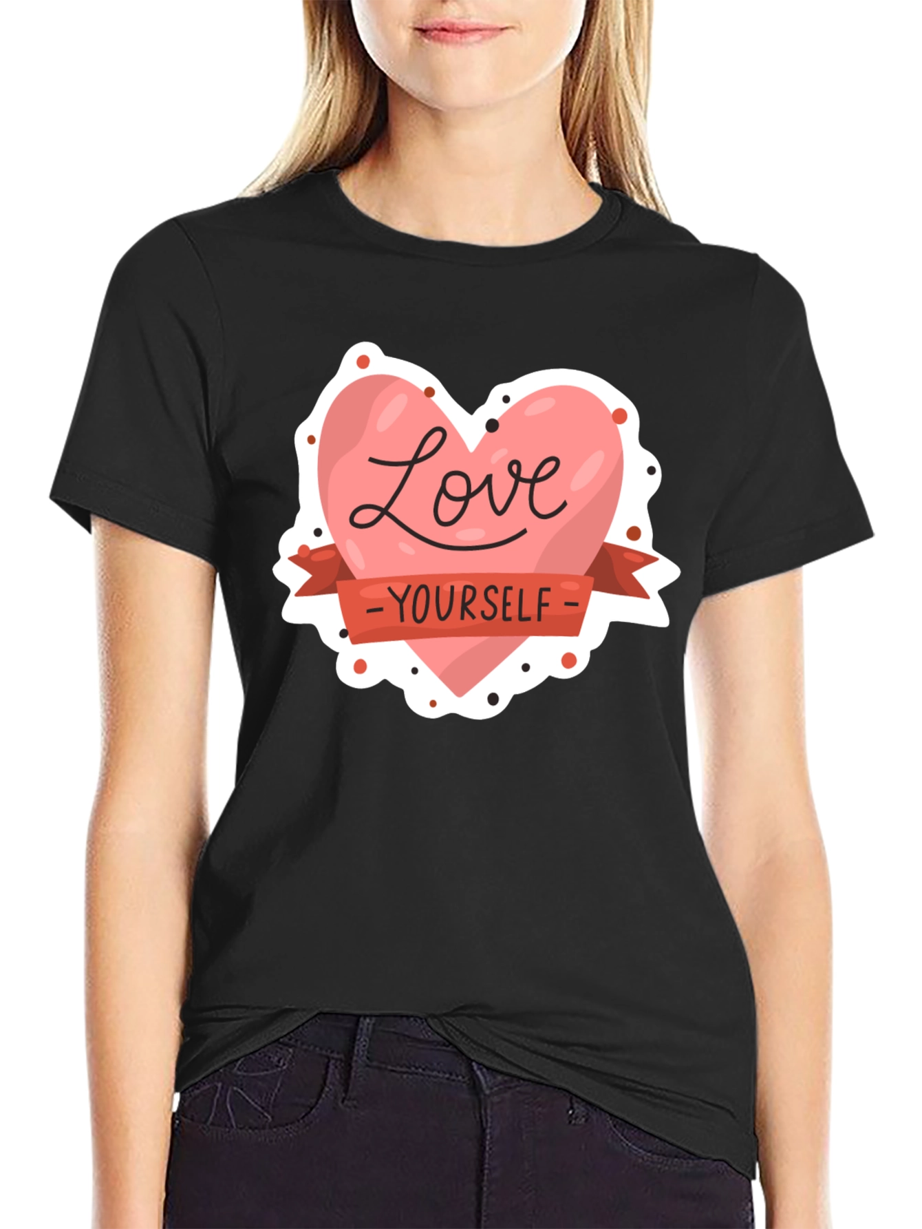 Black Love Yourself Graphic Tee - Black Cotton Shirt view 2