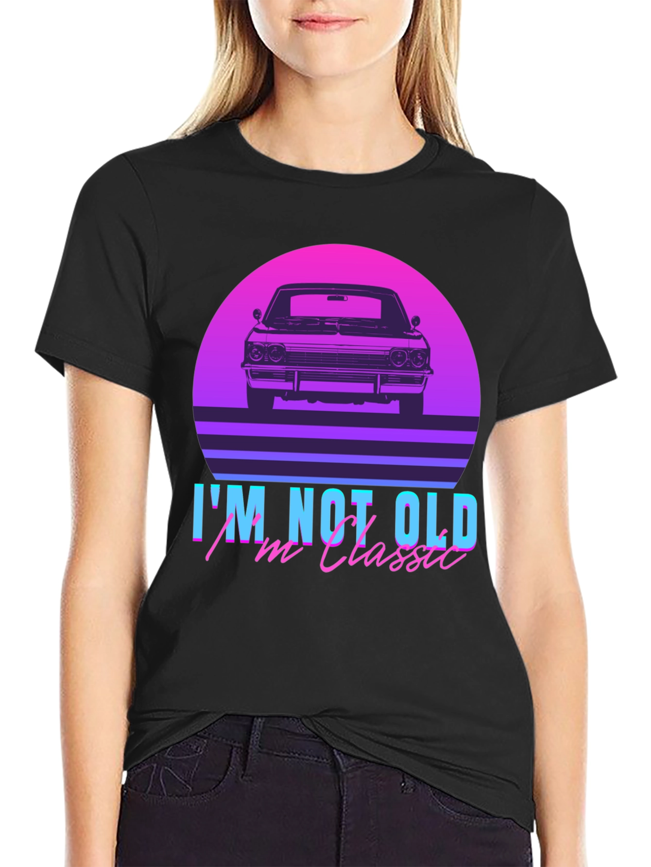 Black Classic Car Retro T-Shirt - I'm Not Old, I'm Classic view 2