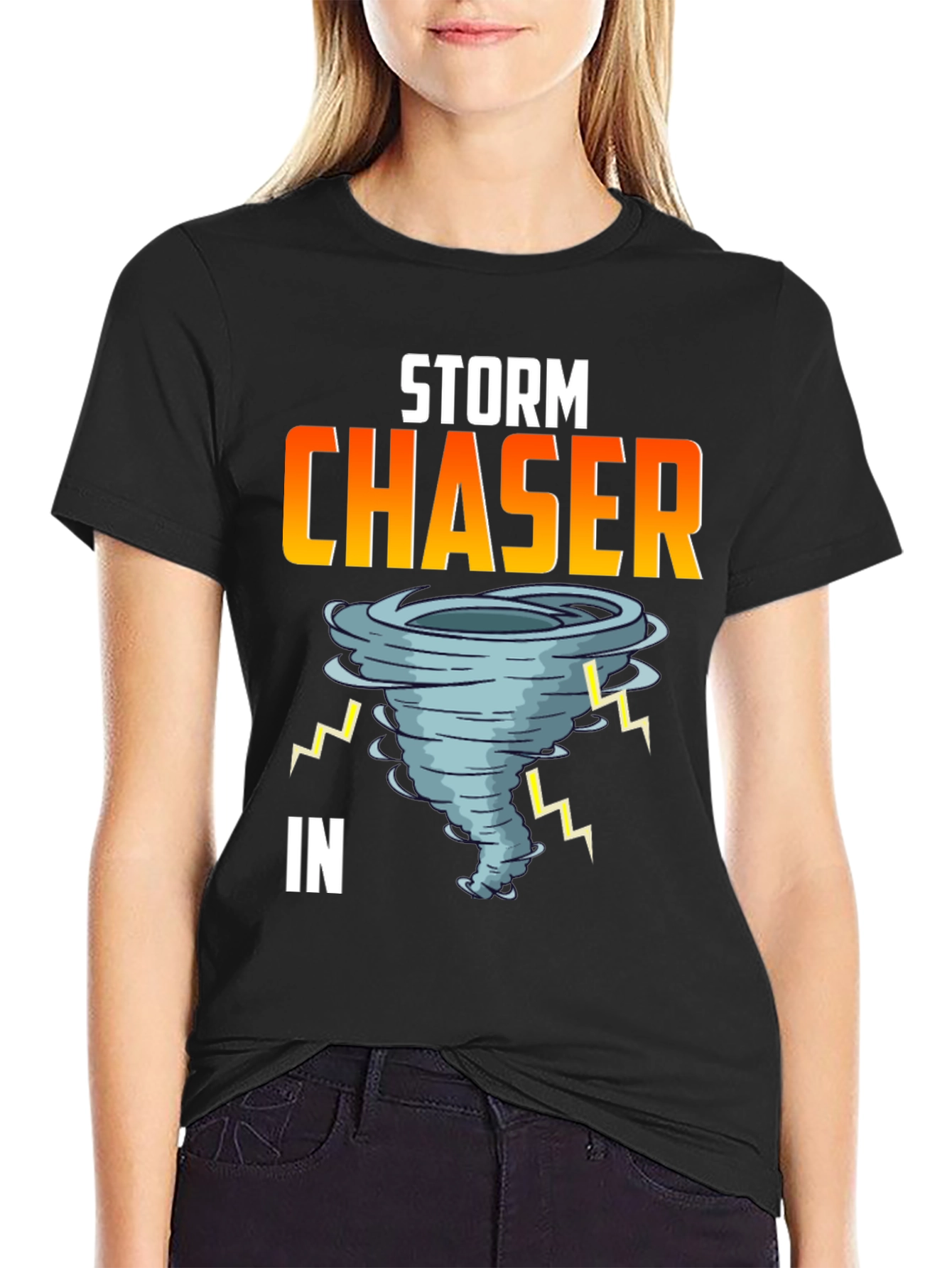 Black Storm Chaser Graphic Tee - Black Cotton T-Shirt view 2