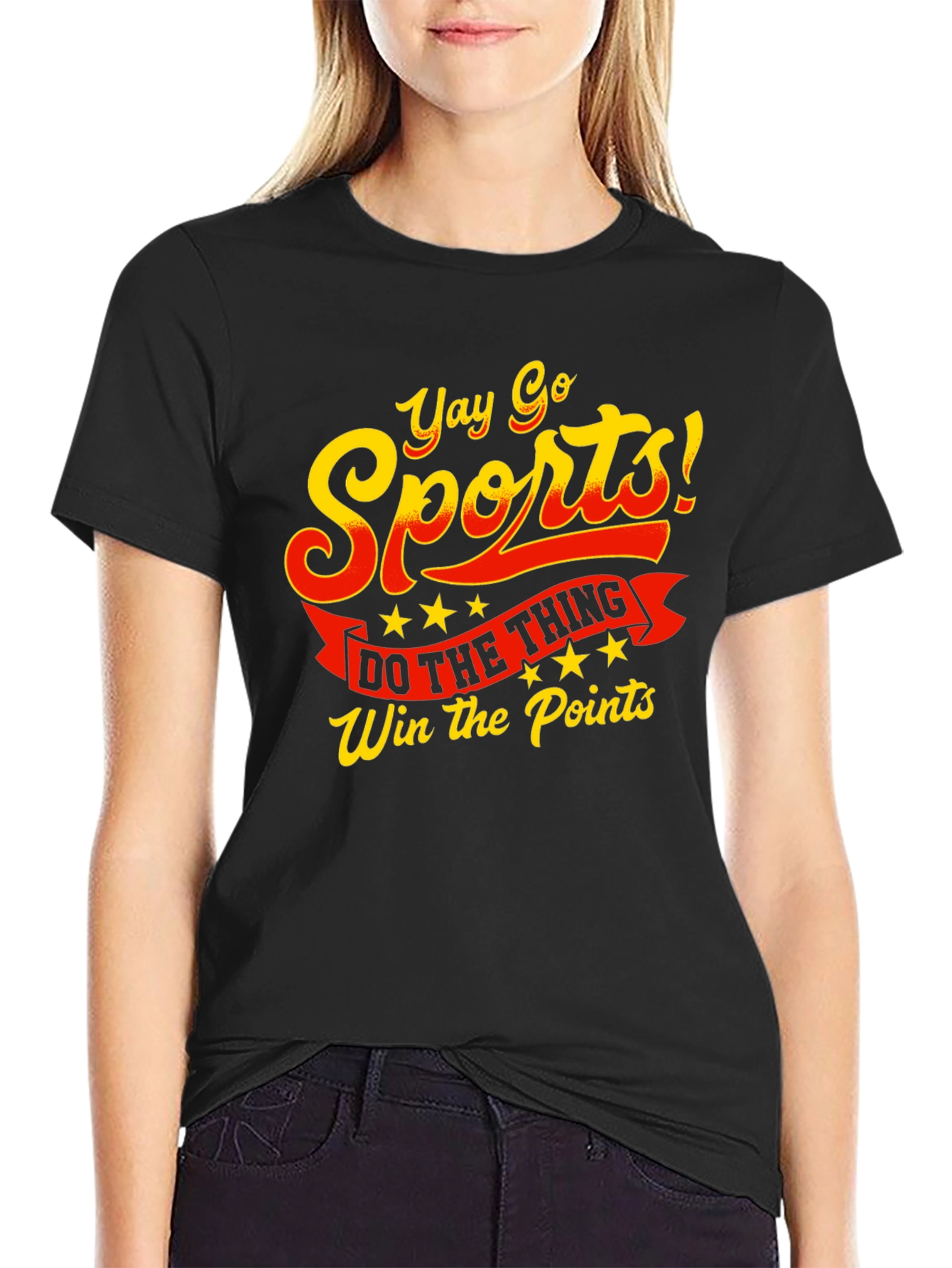 Black Yay Go Sports! T-Shirt - Win the Points Funny Tee view 2