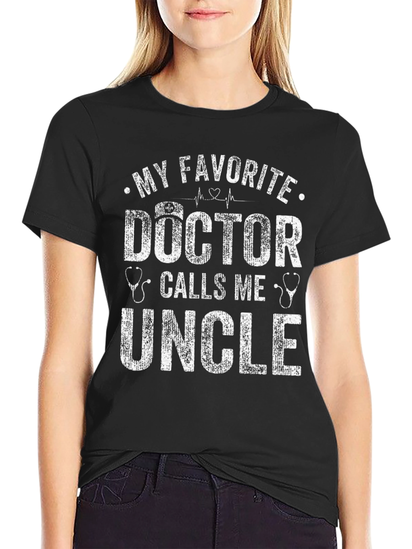Black My Favorite Doctor Calls Me Uncle T-Shirt view 2