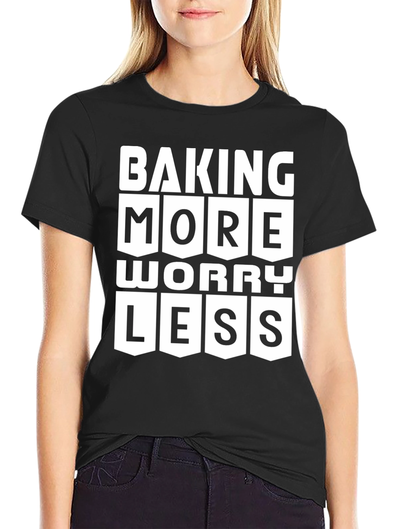 Black Baking More Worry Less Graphic Tee view 2