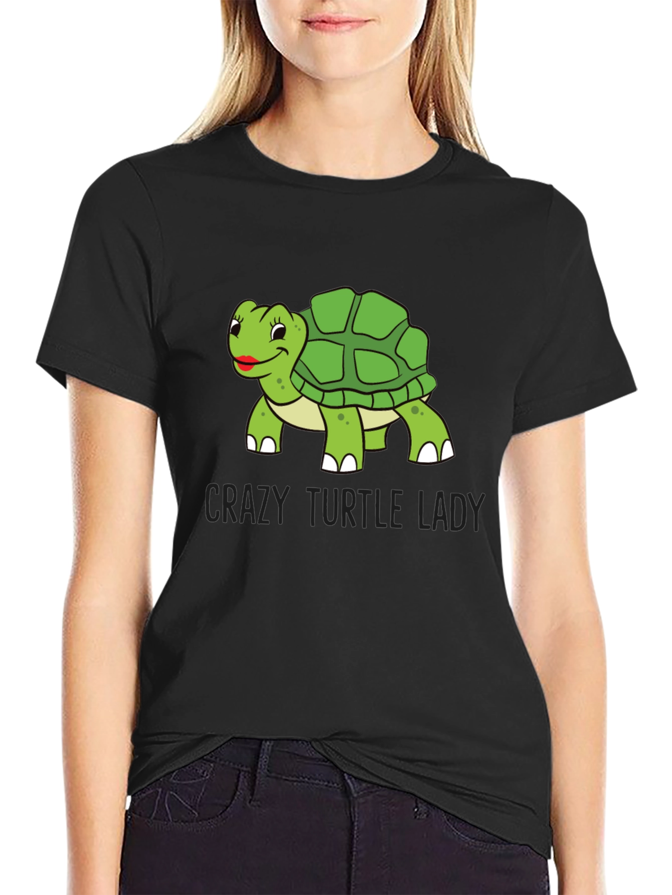Black Crazy Turtle Lady T-Shirt view 2