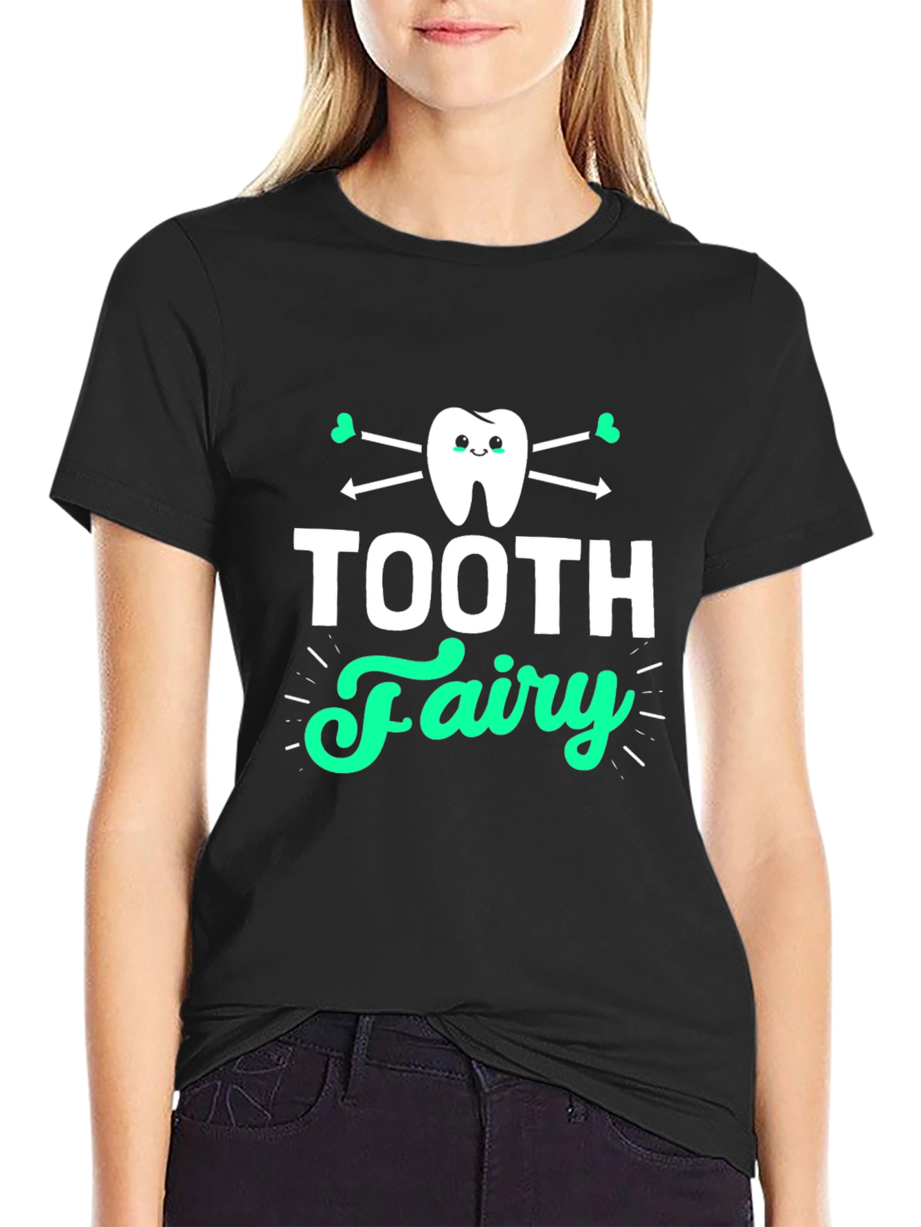 Black Tooth Fairy Graphic T-Shirt - Black Cotton Tee view 2