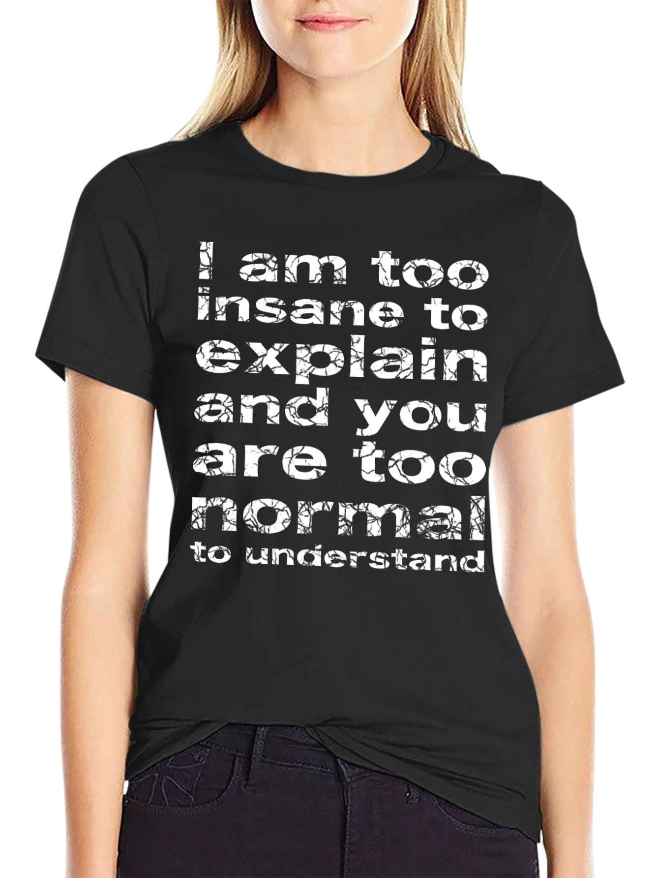 Black Insane to Explain Graphic Tee - Black Cotton view 2