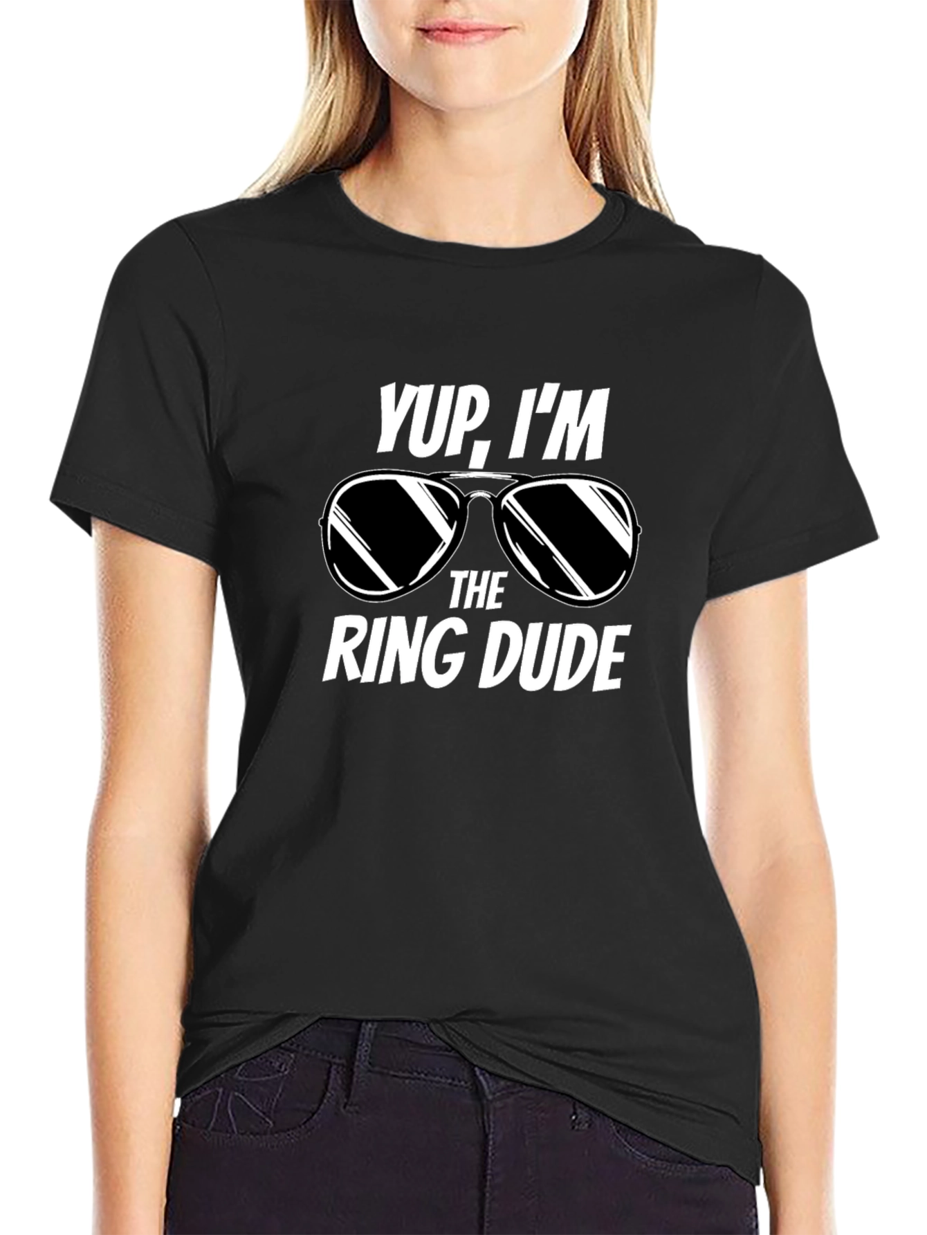 Black Yup, I'm the Ring Dude T-Shirt - Wedding Party Tee view 2