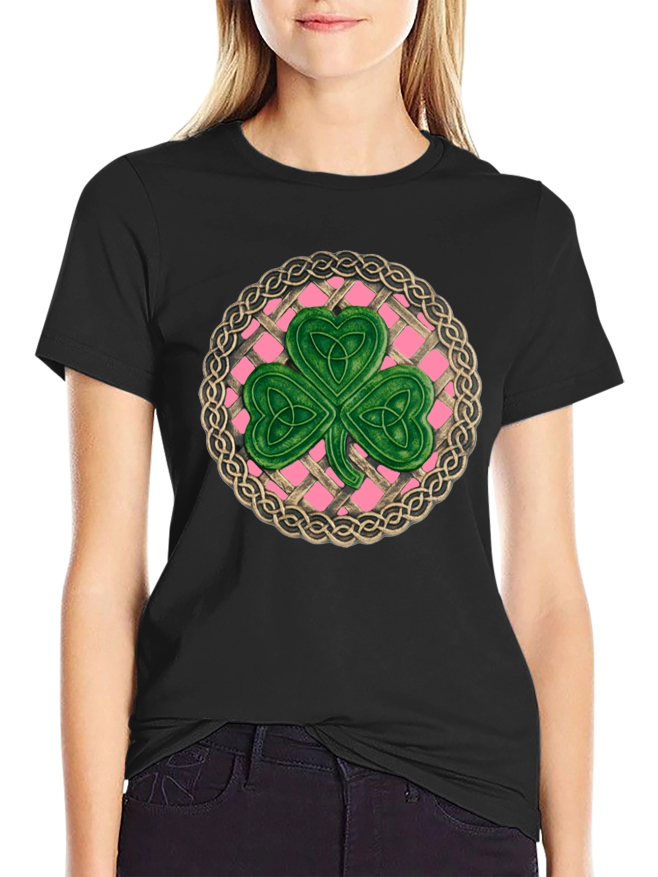 Black Celtic Knot Shamrock T-Shirt - St. Patrick's Day view 2