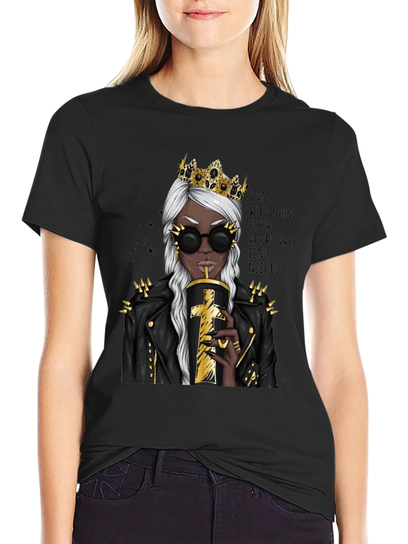 Black Queen Attitude Graphic T-Shirt - Black view 2