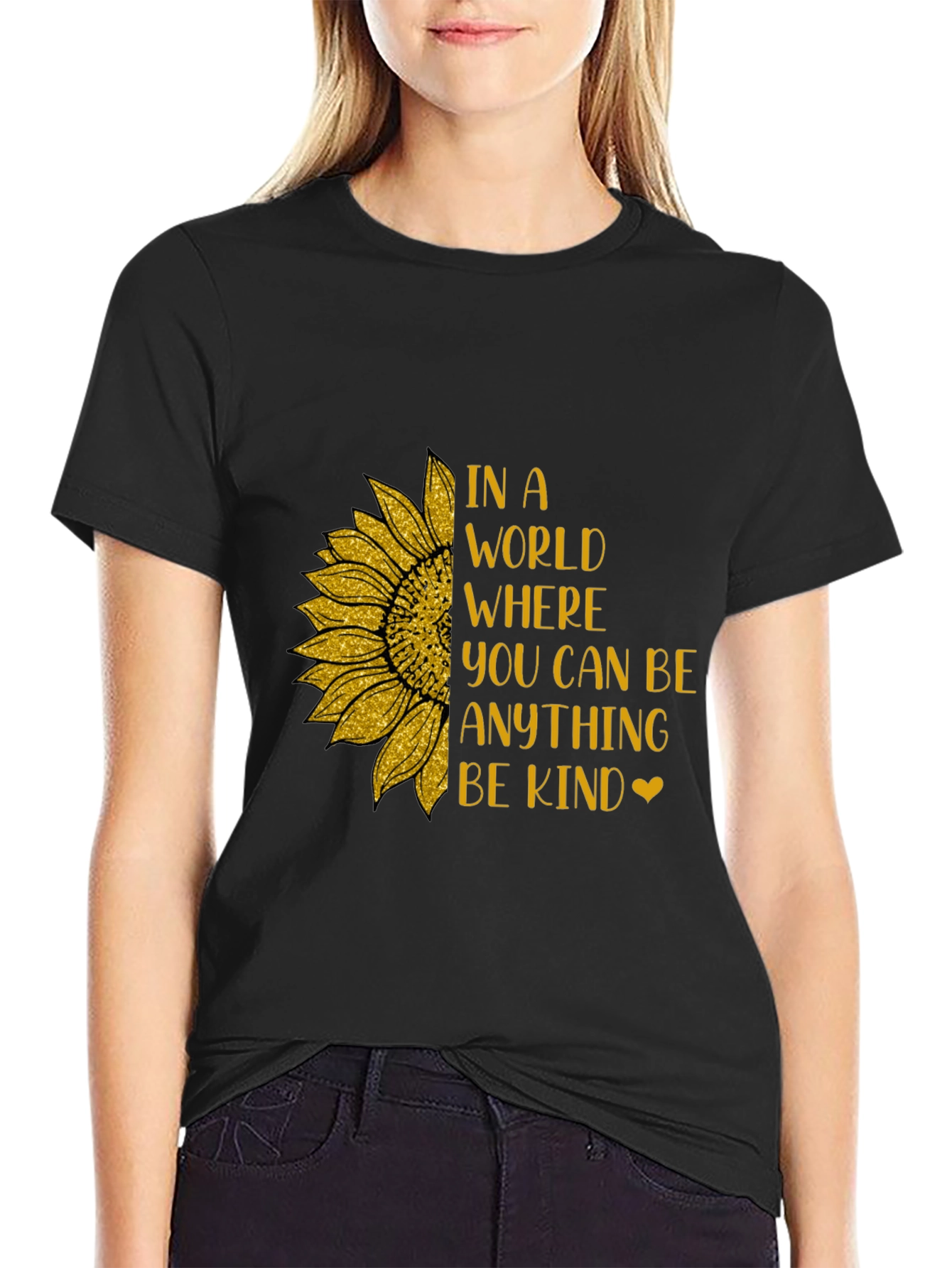 Black Kindness Sunflower Graphic Tee view 2