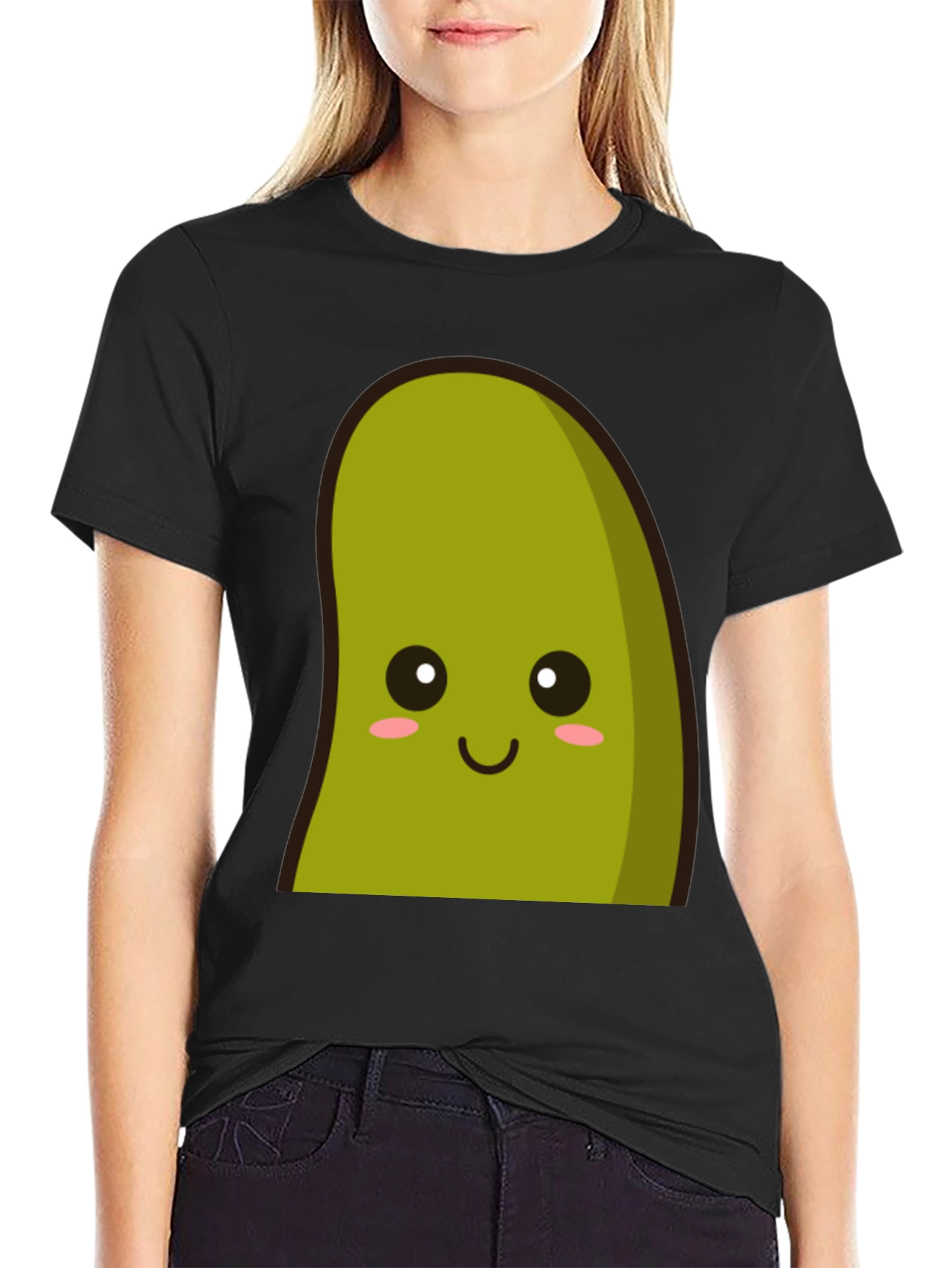 Black Kawaii Avocado Graphic Tee - Unisex Soft Cotton Blend view 2